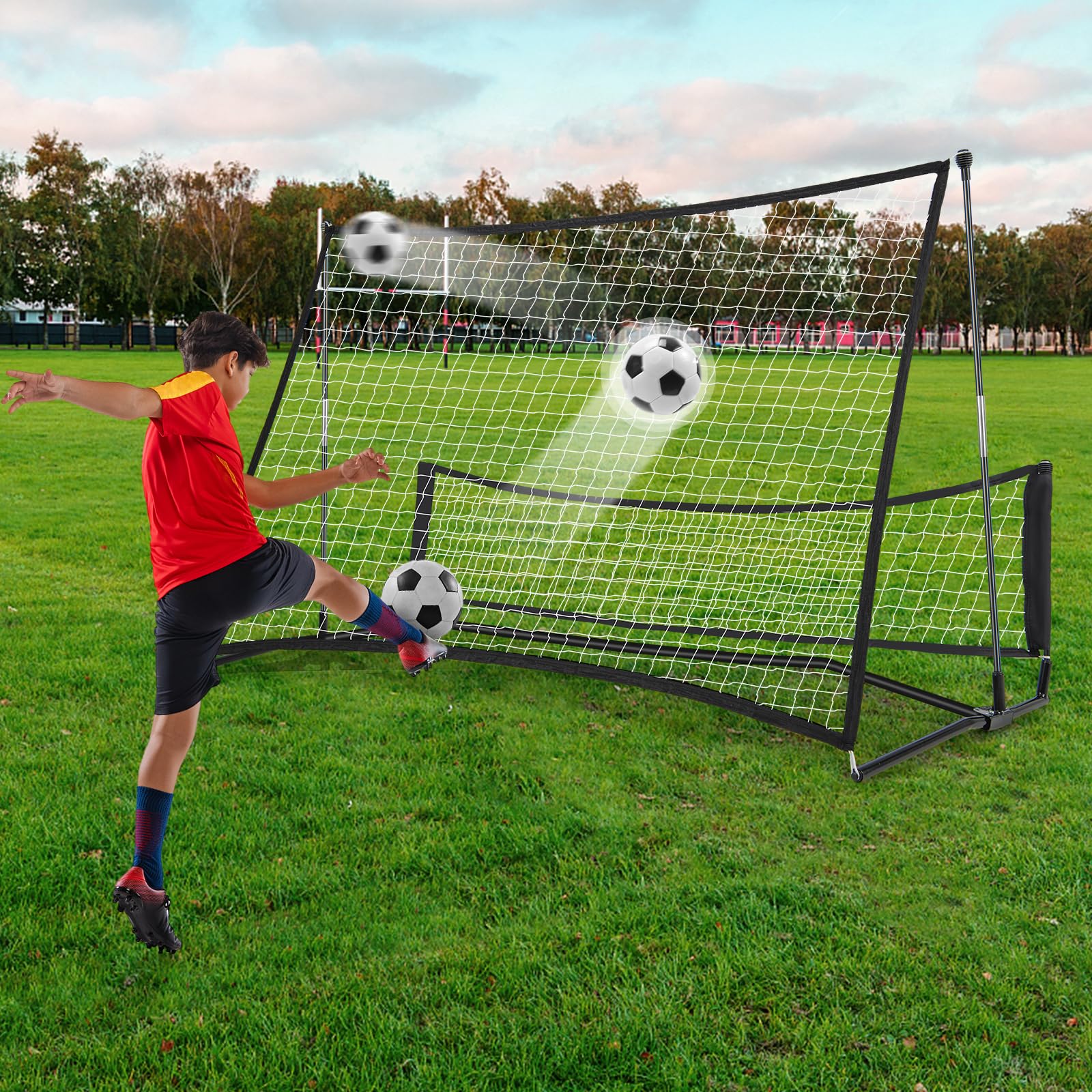 Goplus Soccer Trainer 80”x40”, 2-in-1 Soccer Rebounder Net with Carrying Bag - Image 9