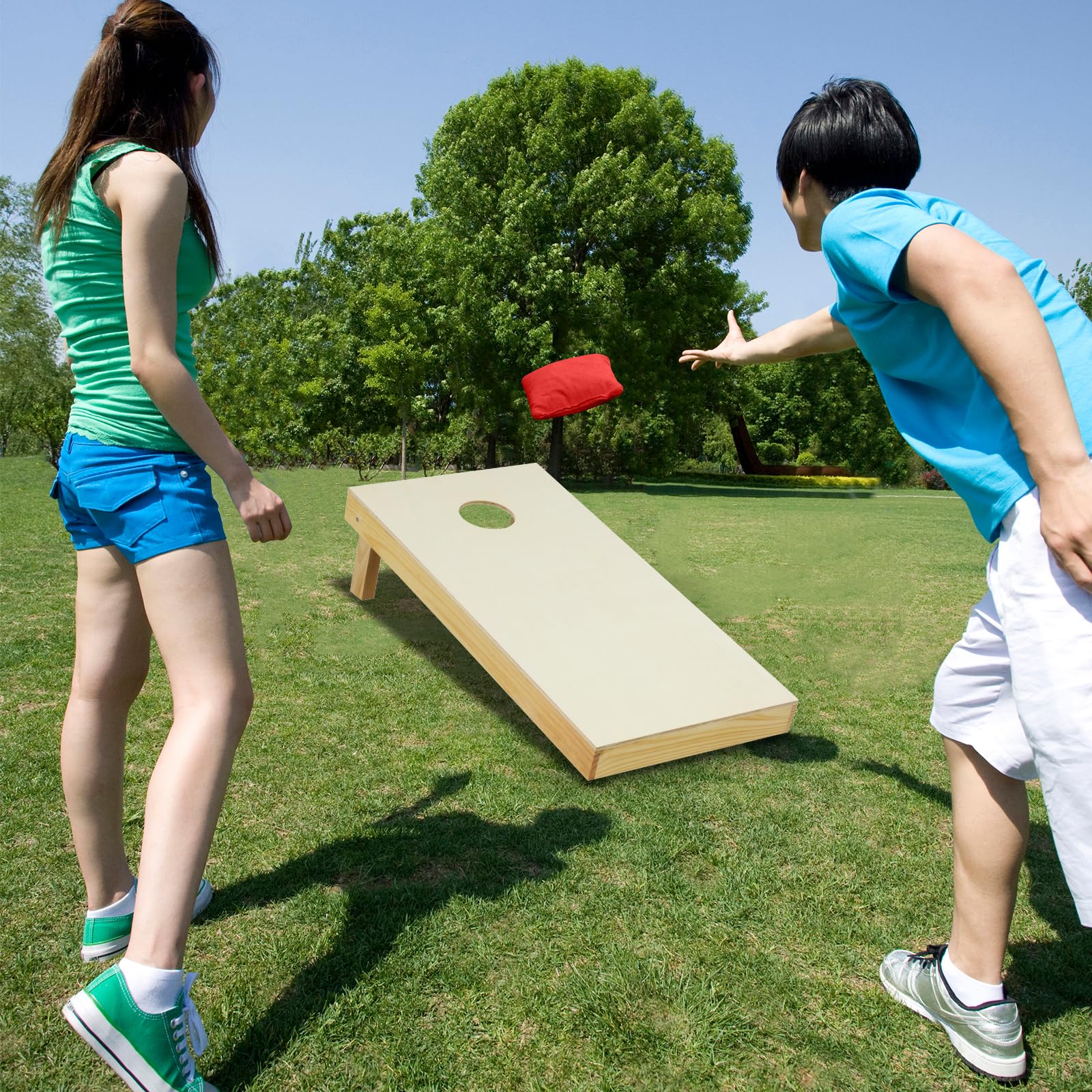 Goplus Solid Wood Corn Hole Game Board Includes 8 Bean Bags - Image 12