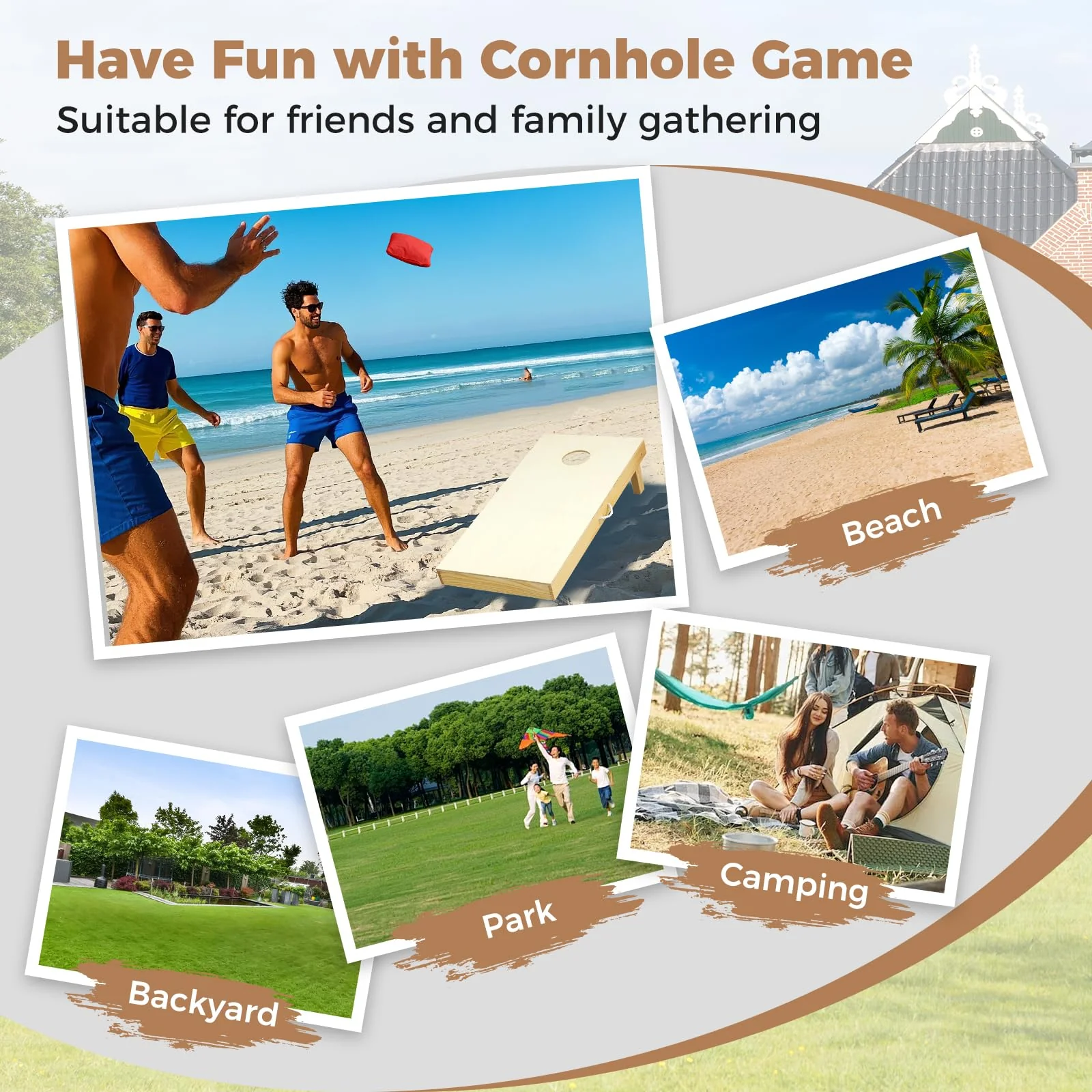 Goplus Solid Wood Corn Hole Game Board Includes 8 Bean Bags - Image 18