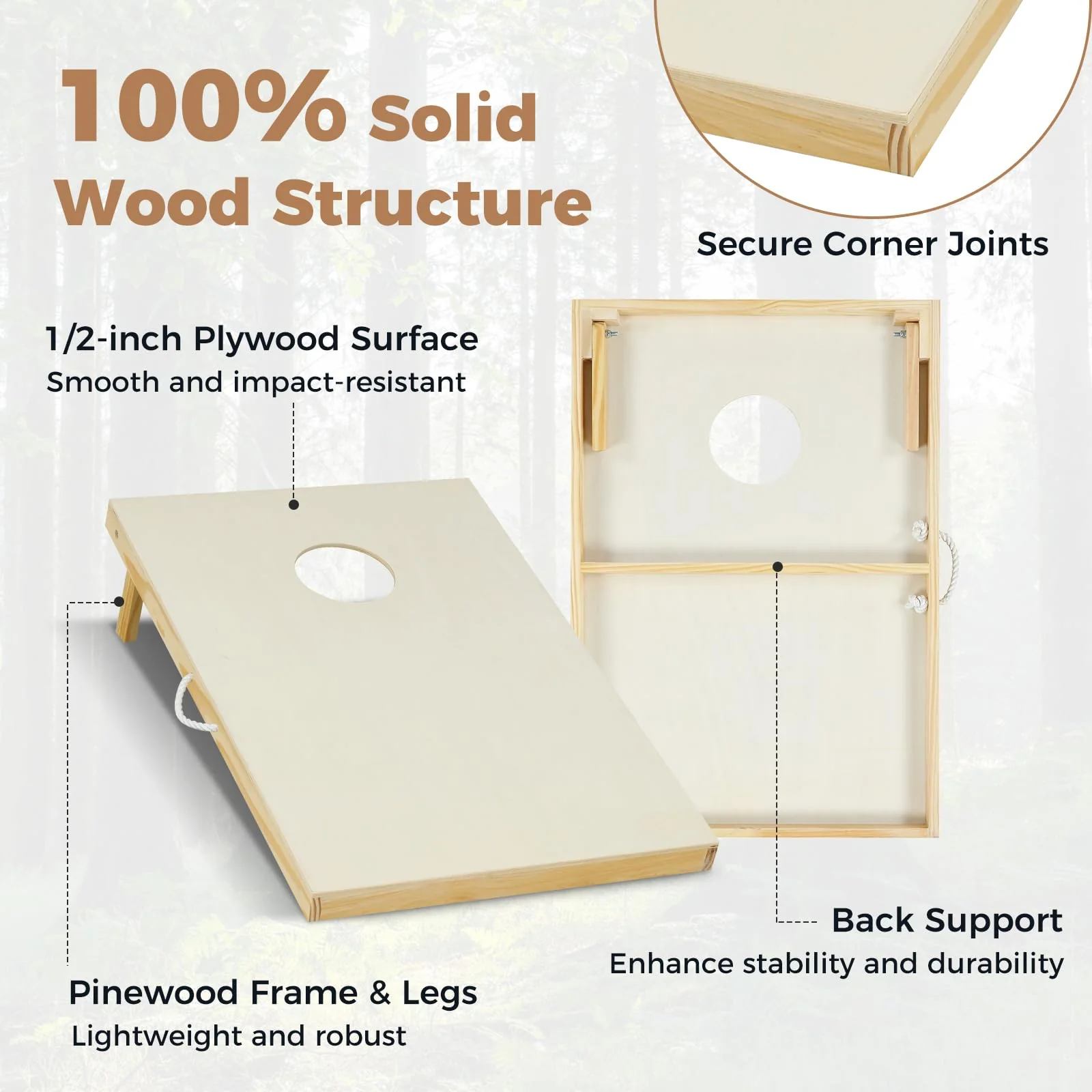 Goplus Solid Wood Corn Hole Game Board Includes 8 Bean Bags - Image 3