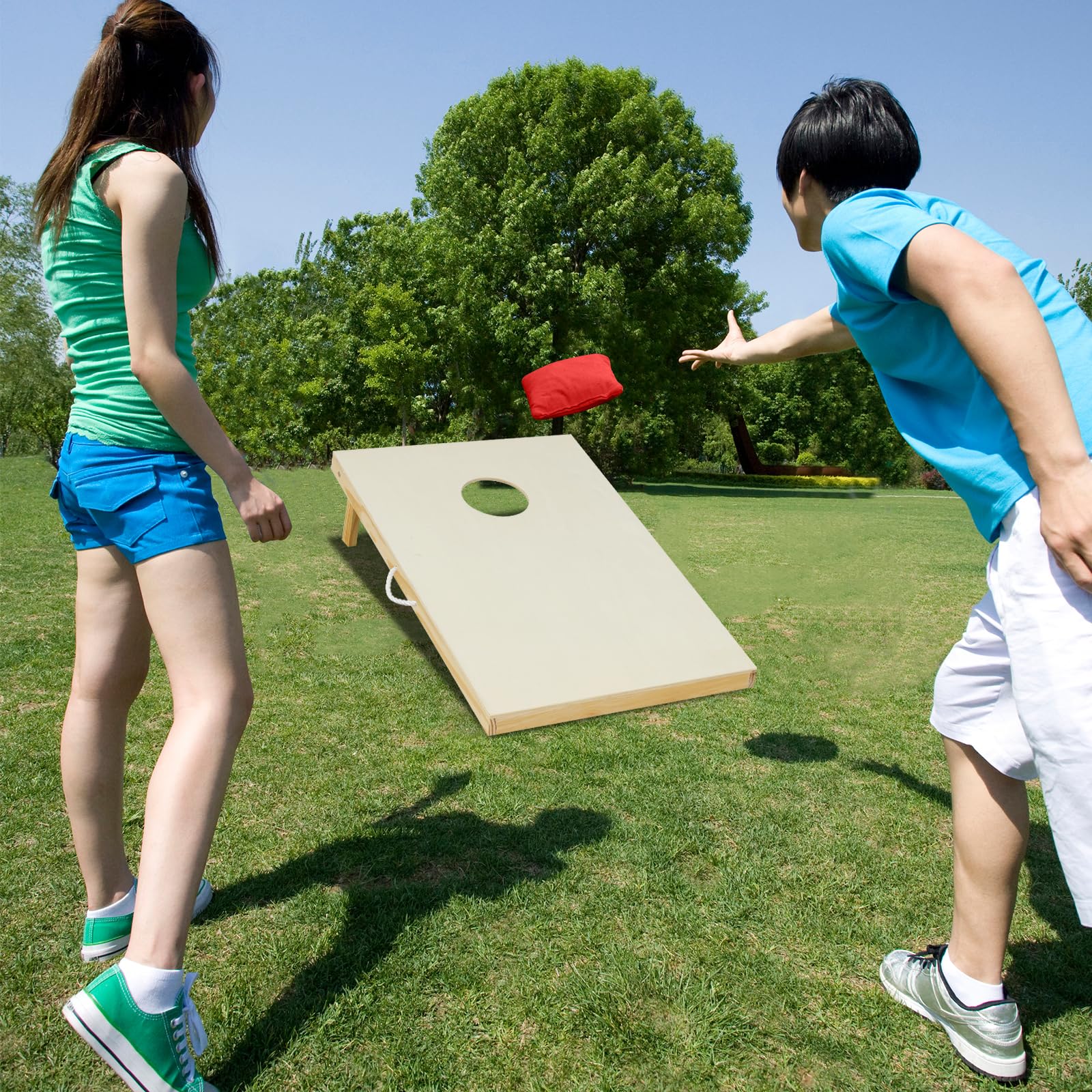 Goplus Solid Wood Corn Hole Game Board Includes 8 Bean Bags - Image 8