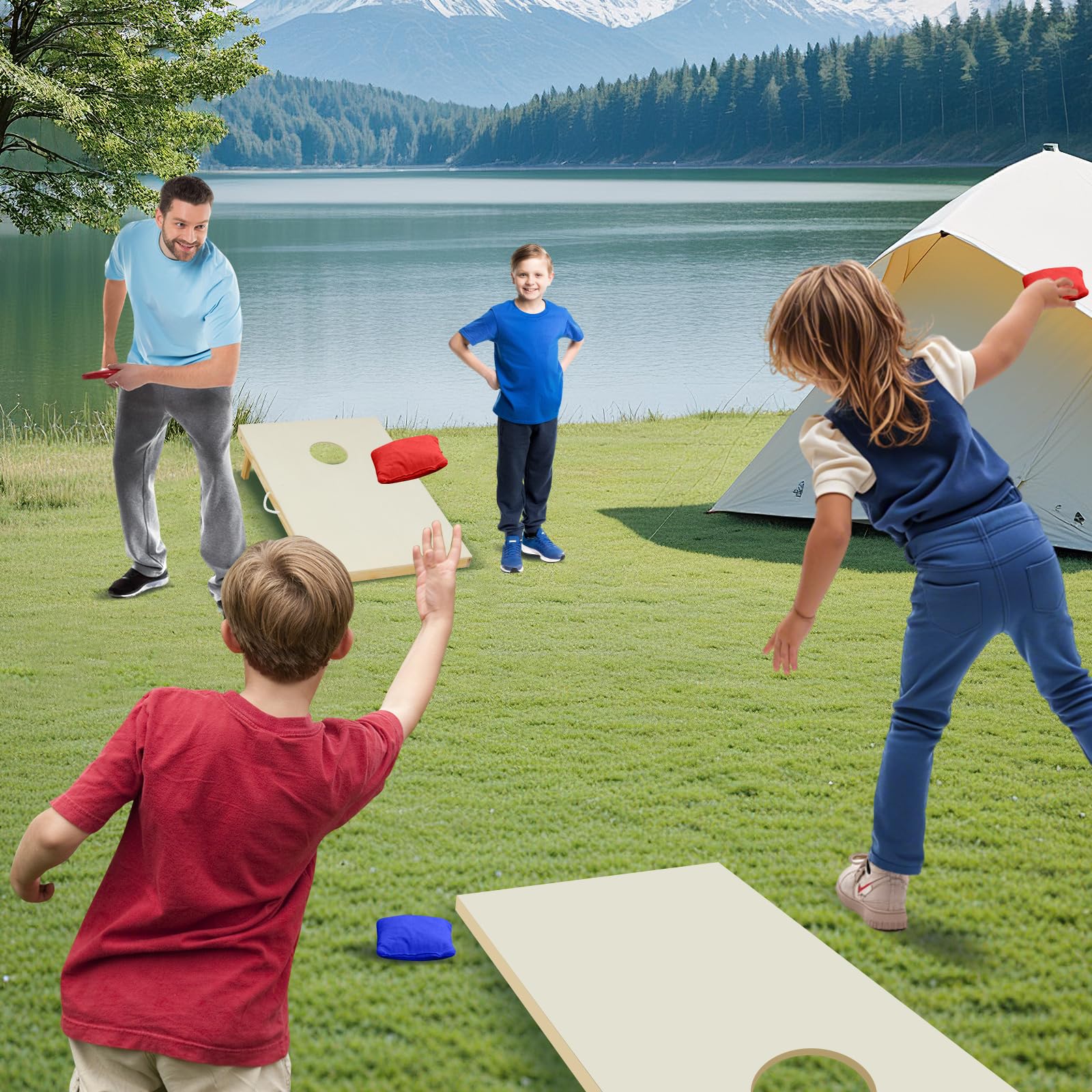 Goplus Solid Wood Corn Hole Game Board Includes 8 Bean Bags - Image 9