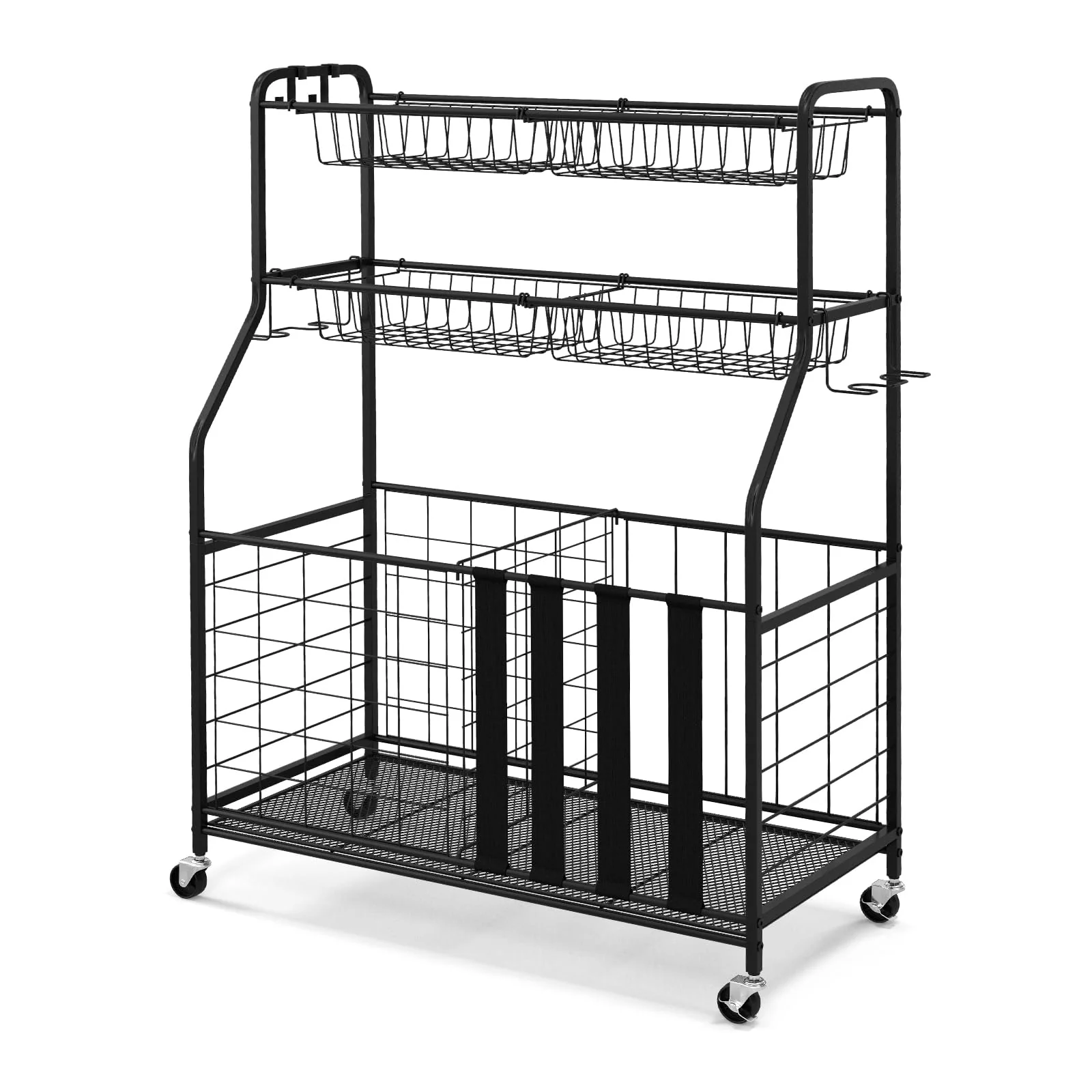 Goplus Sports Equipment Organizer for Garage, Ball Storage Rack w/Wheels - Image 9