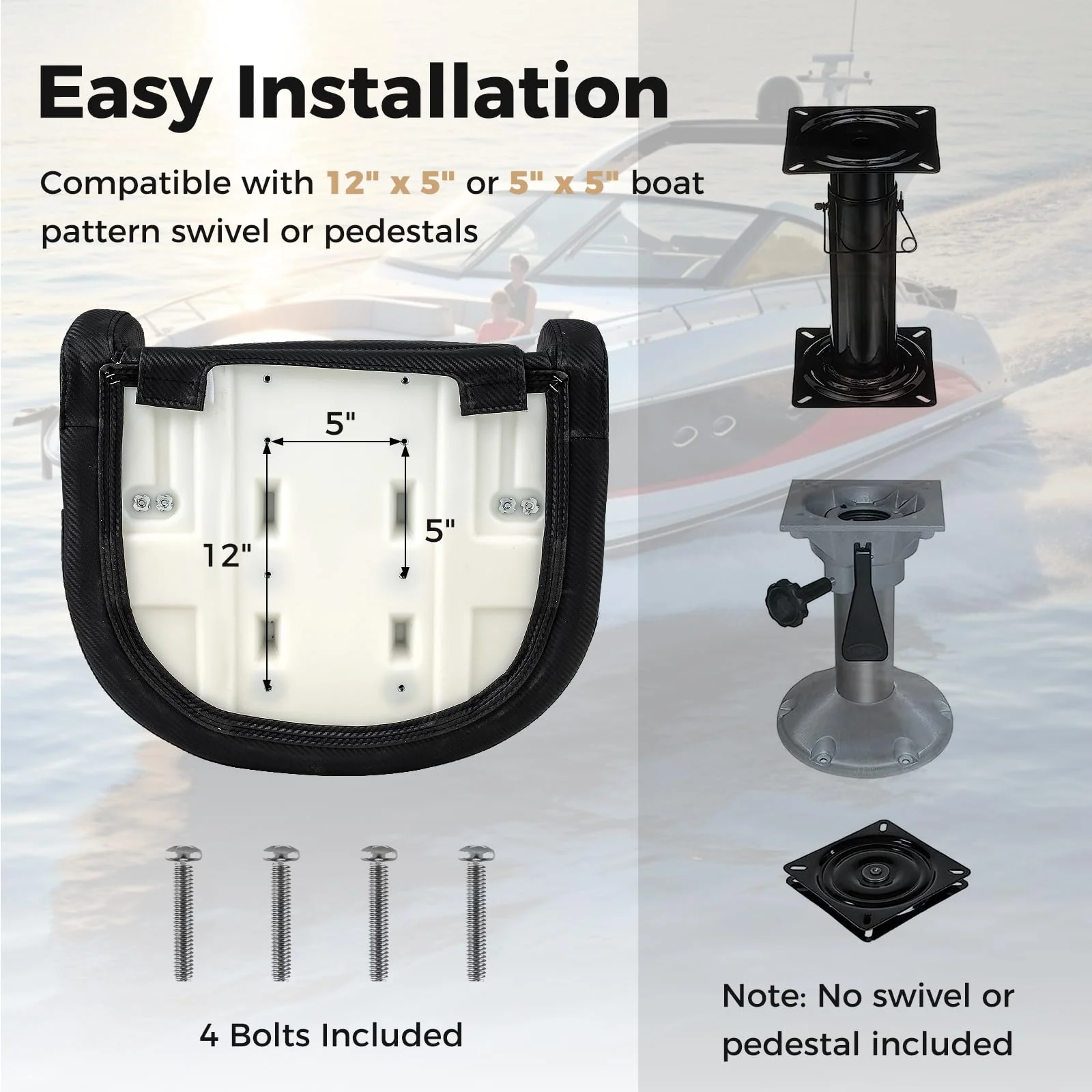 Goplus Sports Flip Up Boat Seat, Captain Bucket Seat w/Thick Sponge Bolster & Waterproof PVC Leather Upholstery - Image 6