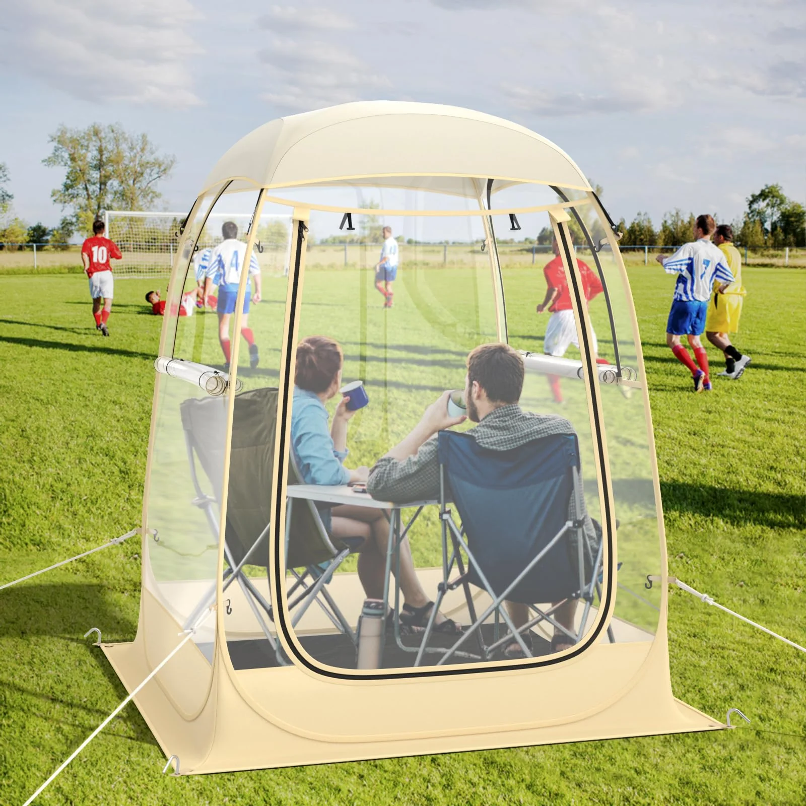 Goplus Sports Tent, Pop Up Weather Tent Pod with Carrying Bag, Floor Mat, Wind Rope, 1-2 Person 4.2 x 4.2 ft - Image 7