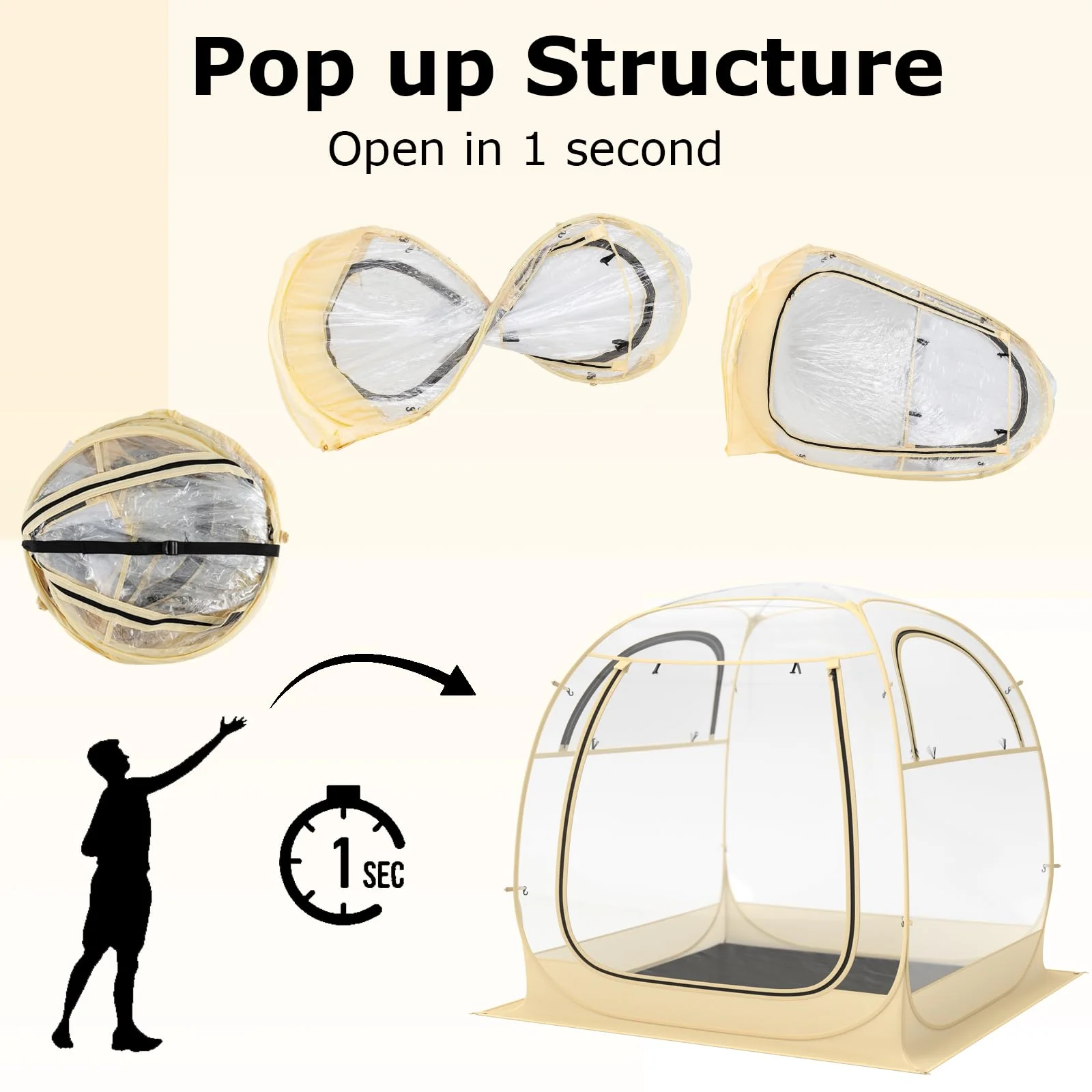 Goplus Sports Tent, Pop Up Weather Tent Pod with Carrying Bag, Floor Mat, Wind Rope, Stakes, Sand Bag - Image 4