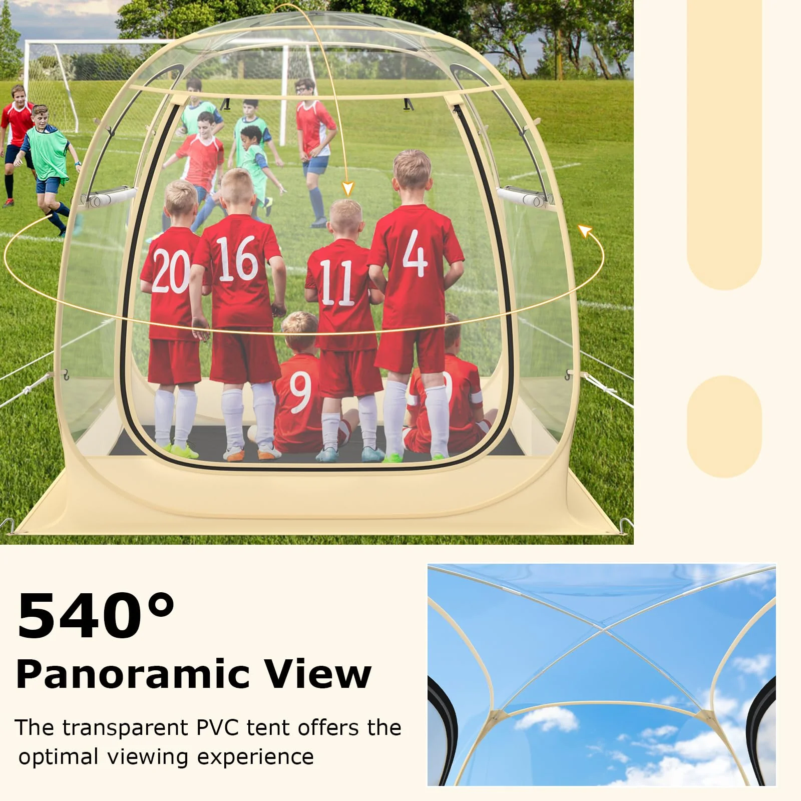 Goplus Sports Tent, Pop Up Weather Tent Pod with Carrying Bag, Floor Mat, Wind Rope, Stakes, Sand Bag - Image 6