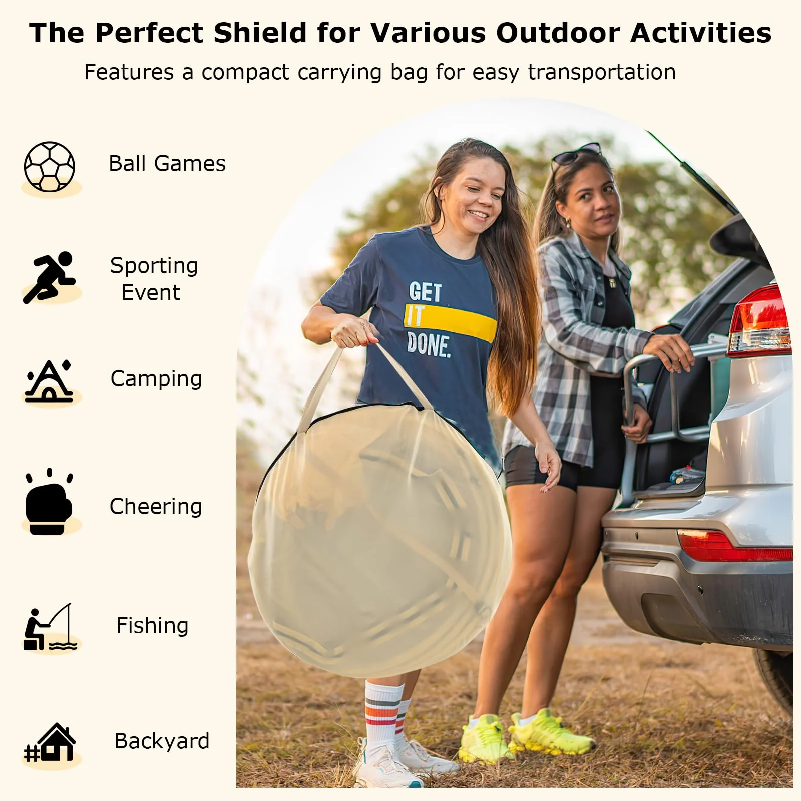 Goplus Sports Tent, Pop Up Weather Tent Pod with Carrying Bag, Floor Mat, Wind Rope, Stakes, Sand Bag - Image 8