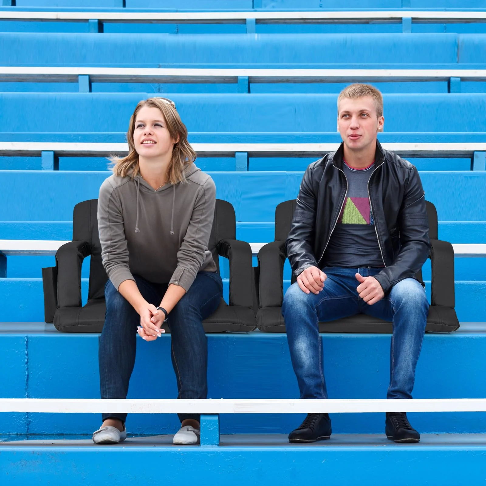 Goplus Stadium Seating for Bleachers 24.5’’ Wide Folding Bleacher Chair - Image 2