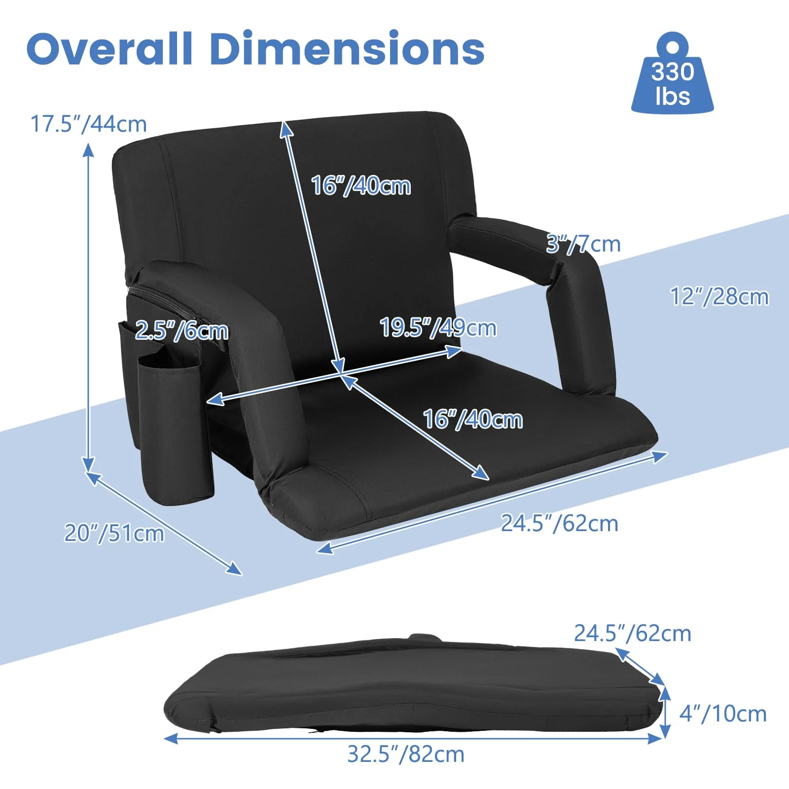 Goplus Stadium Seating for Bleachers 24.5’’ Wide Folding Bleacher Chair - Image 4