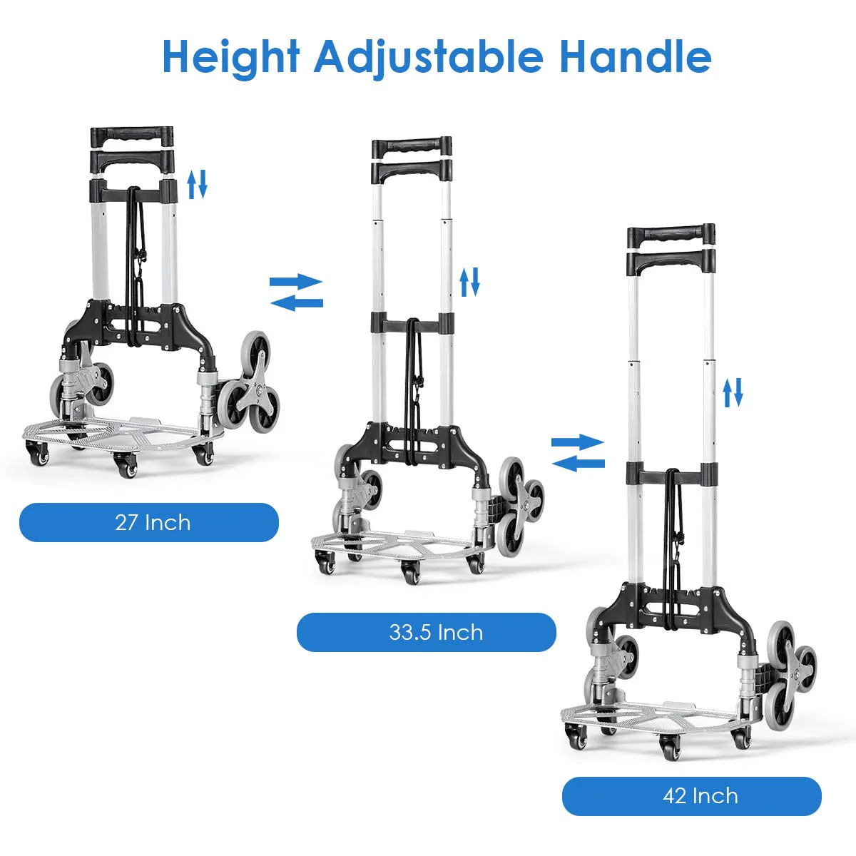 Goplus Stair Climbing Cart, All Terrain Stair Climbing Hand Truck with Bungee Cord, Heavy Duty with 6 Wheels - Image 5