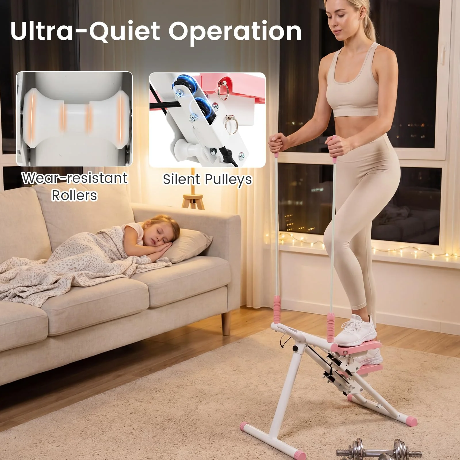 Goplus Stair Stepper Foldable Vertical Climber Exercise Machine with Detachable Handlebar - Image 4