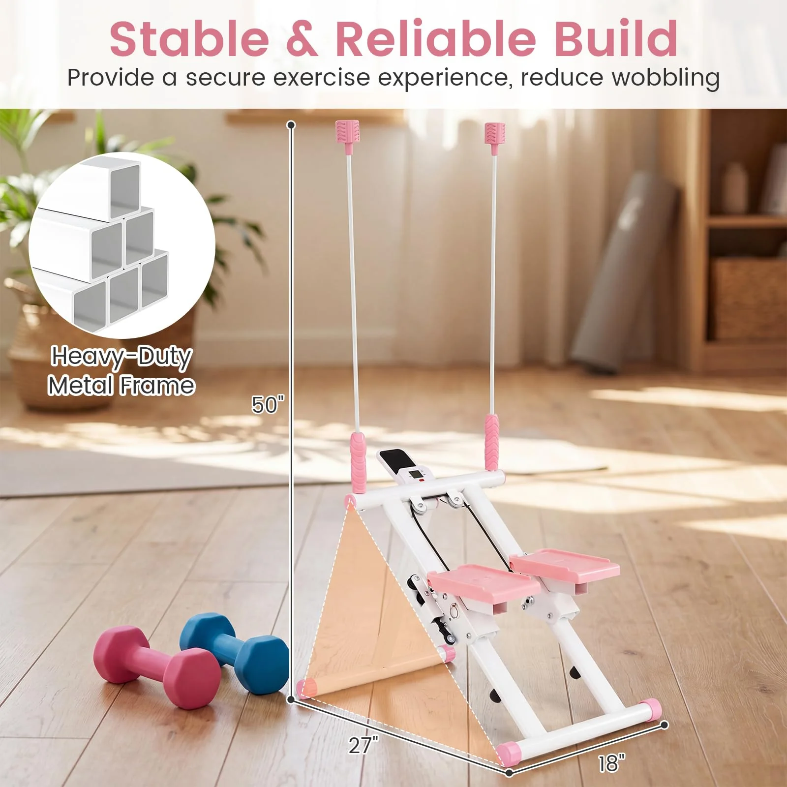Goplus Stair Stepper Foldable Vertical Climber Exercise Machine with Detachable Handlebar - Image 6