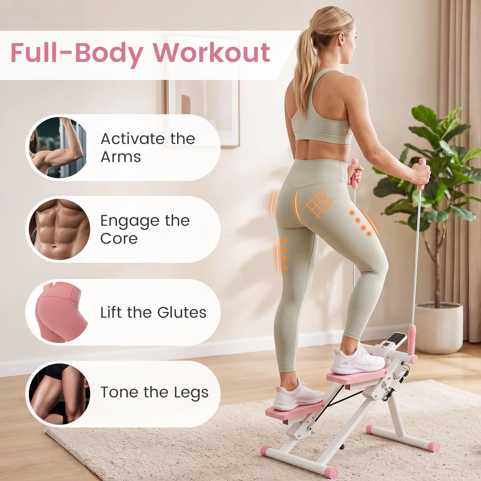 Goplus Stair Stepper Foldable Vertical Climber Exercise Machine with Detachable Handlebar - Image 8