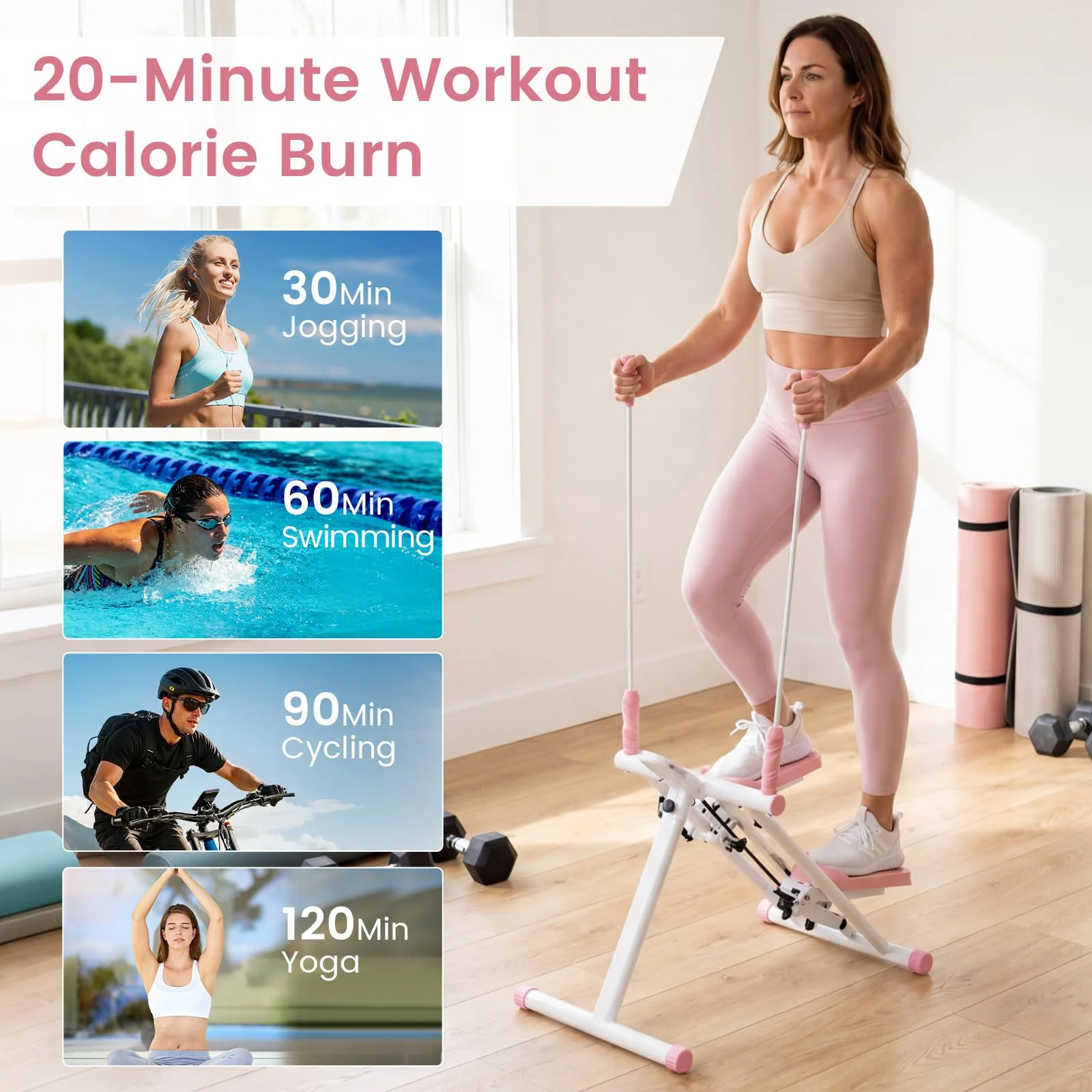 Goplus Stair Stepper Foldable Vertical Climber Exercise Machine with Detachable Handlebar - Image 9