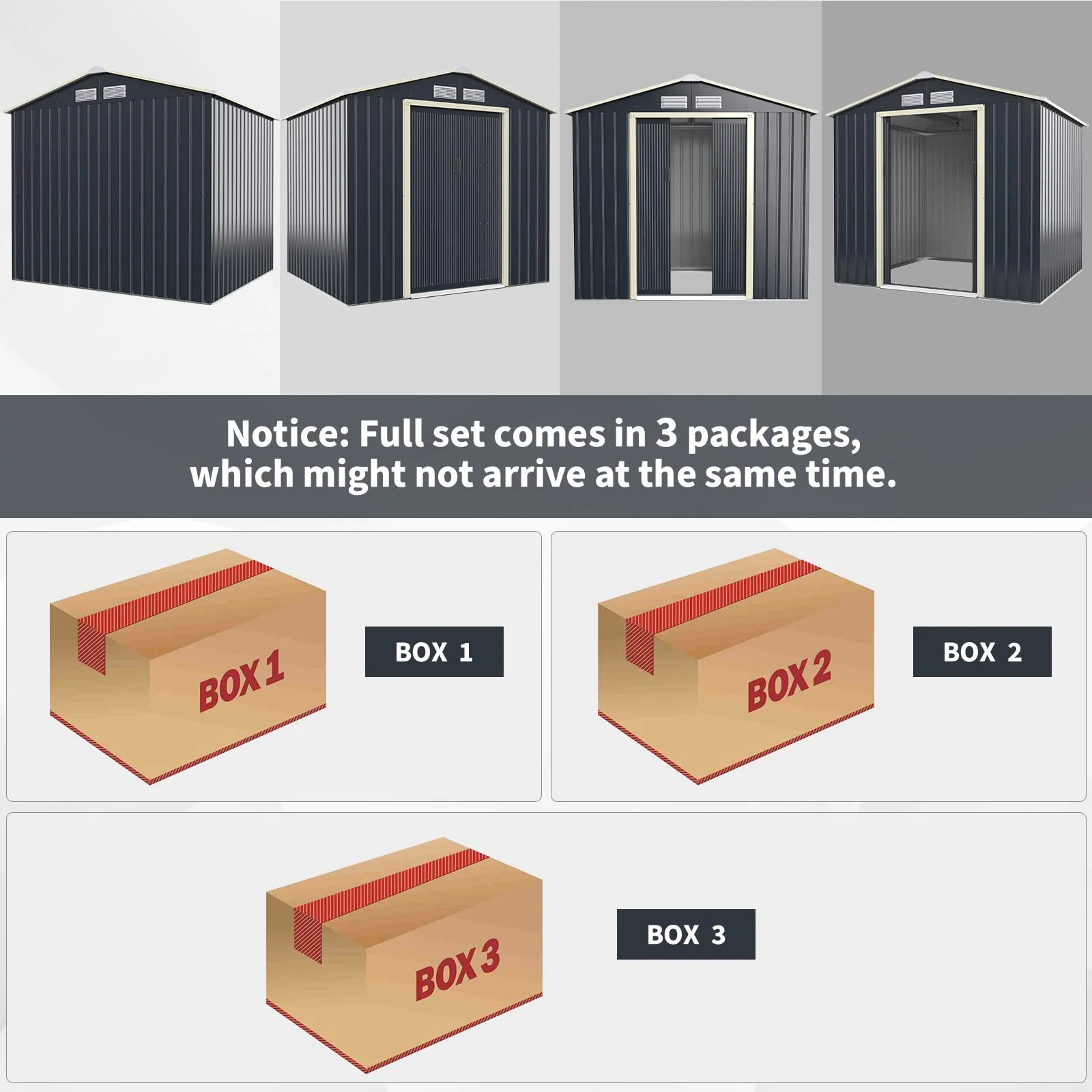 Goplus Storage Shed Metal 7’ X 6’ / 9' x 6' / 9'x 8' Outdoor Building Organizer with 4 Vents & Double Sliding Door - Image 8