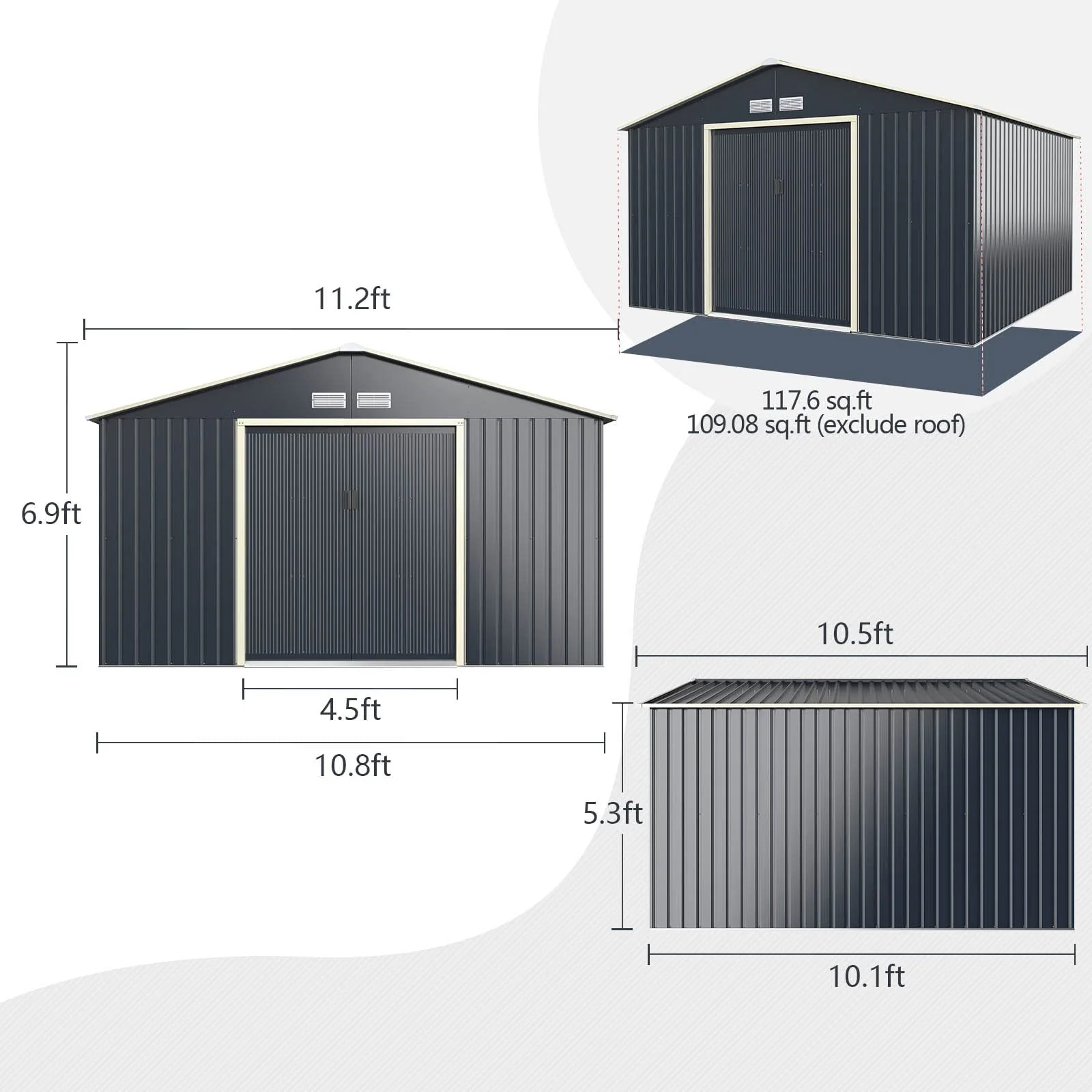 Goplus Storage Shed, Metal Outdoor Building Organizer - Image 7