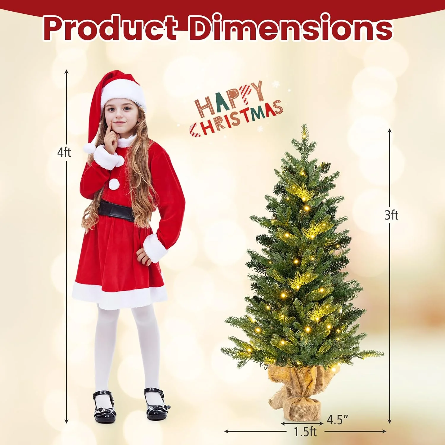 Goplus Tabletop Battery Operated Small Fir Xmas Tree with Warm White LED Lights - Image 11