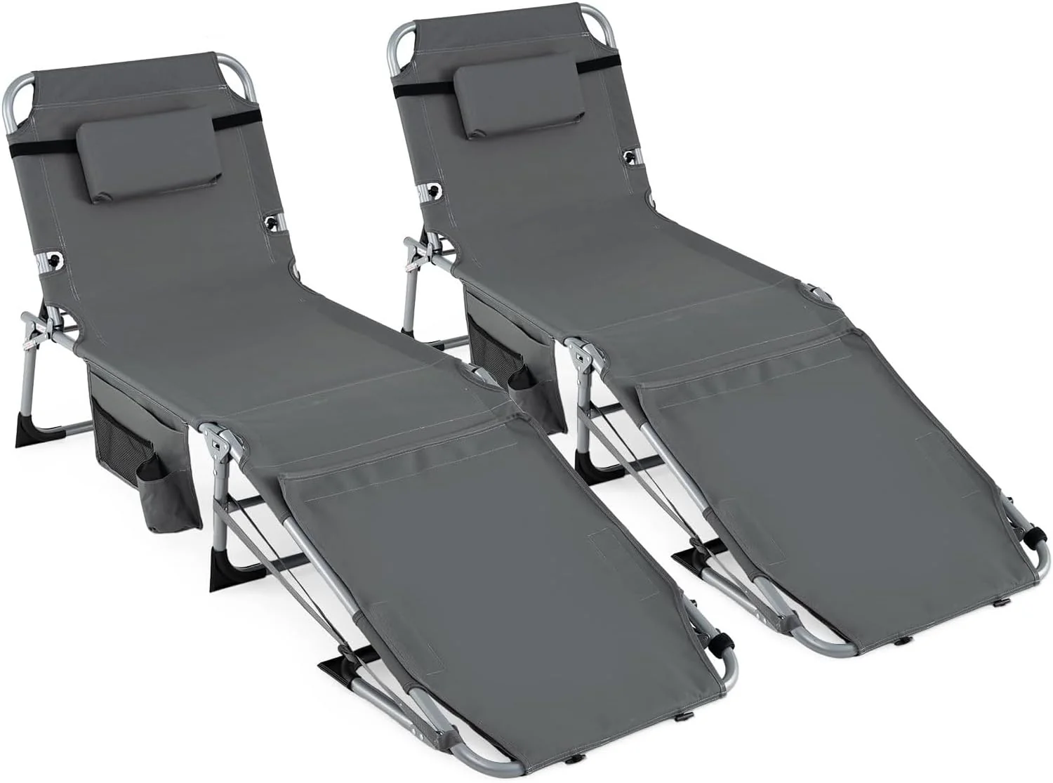 Goplus Tanning Chair with Face Arm Holes w/4-Level Backrest & Head Pillow for Pool Beach - Image 10