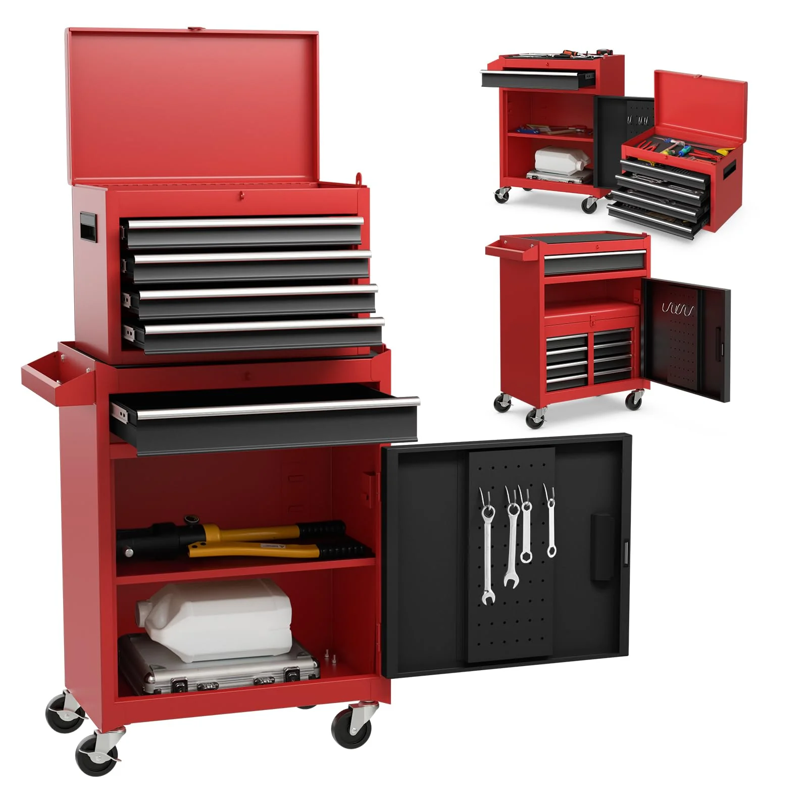 Goplus Tool Chest, 5-Drawer Rolling Tool Storage Cabinet with Detachable Top Tool Box - Image 11