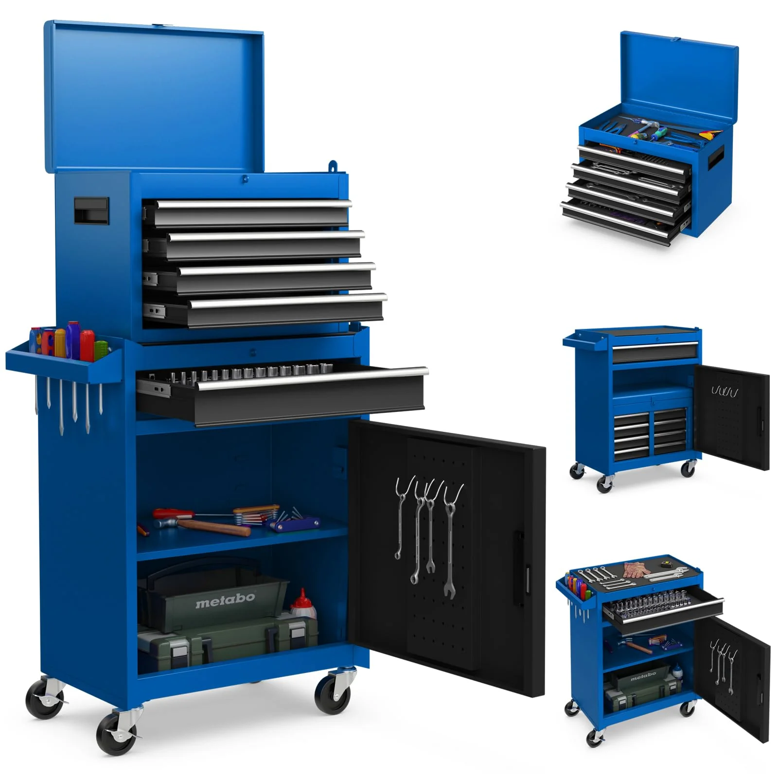 Goplus Tool Chest, 5-Drawer Rolling Tool Storage Cabinet with Detachable Top Tool Box - Image 12