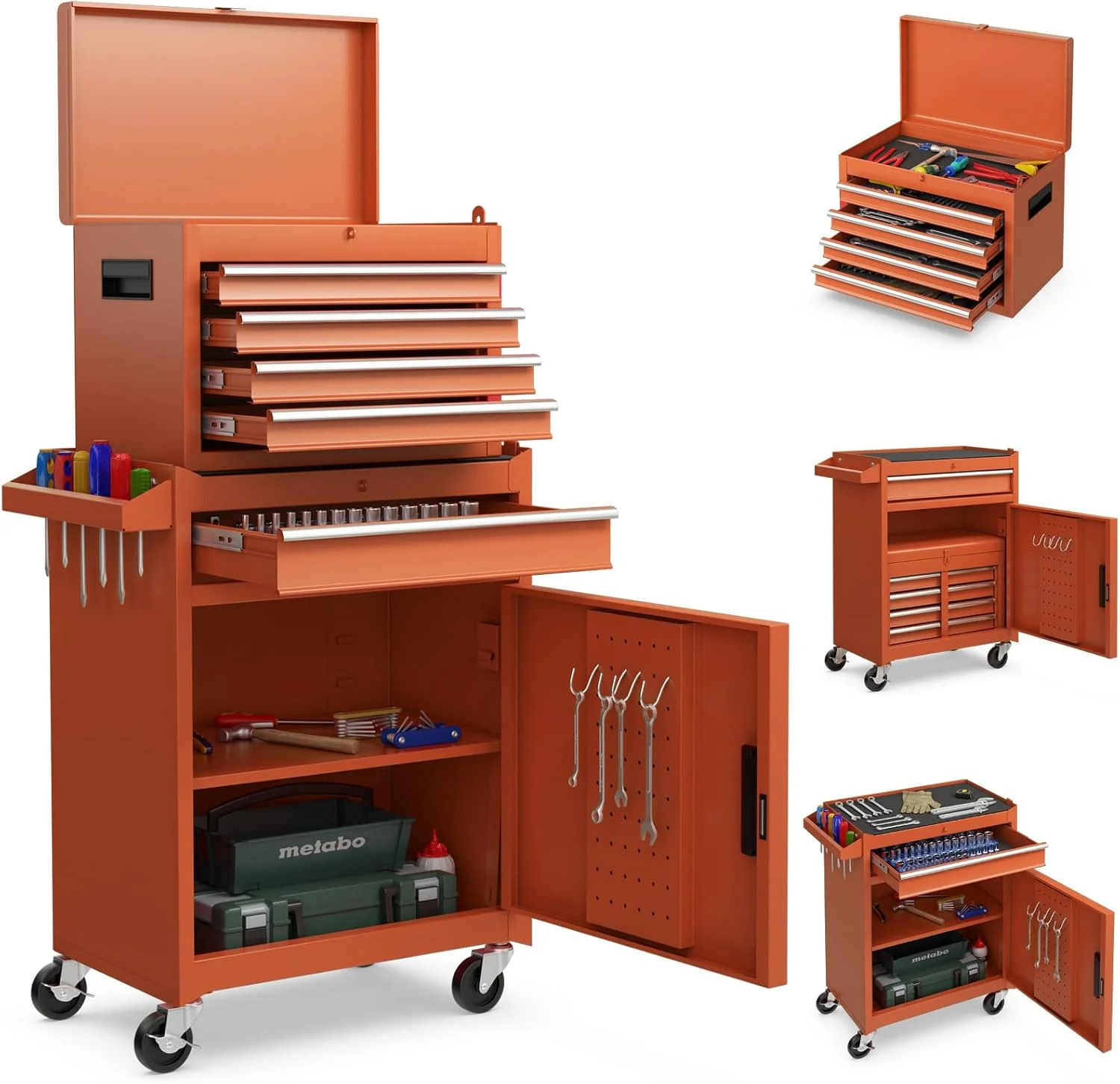 Goplus Tool Chest, 5-Drawer Rolling Tool Storage Cabinet with Detachable Top Tool Box - Image 13
