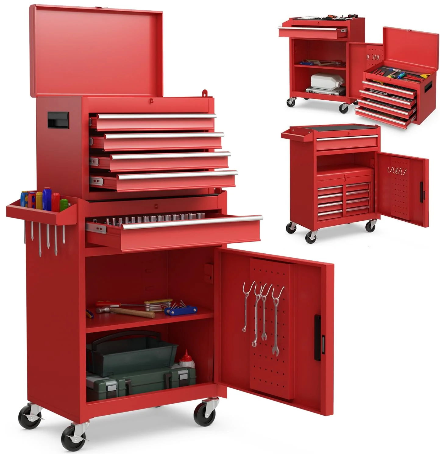 Goplus Tool Chest, 5-Drawer Rolling Tool Storage Cabinet with Detachable Top Tool Box - Image 17