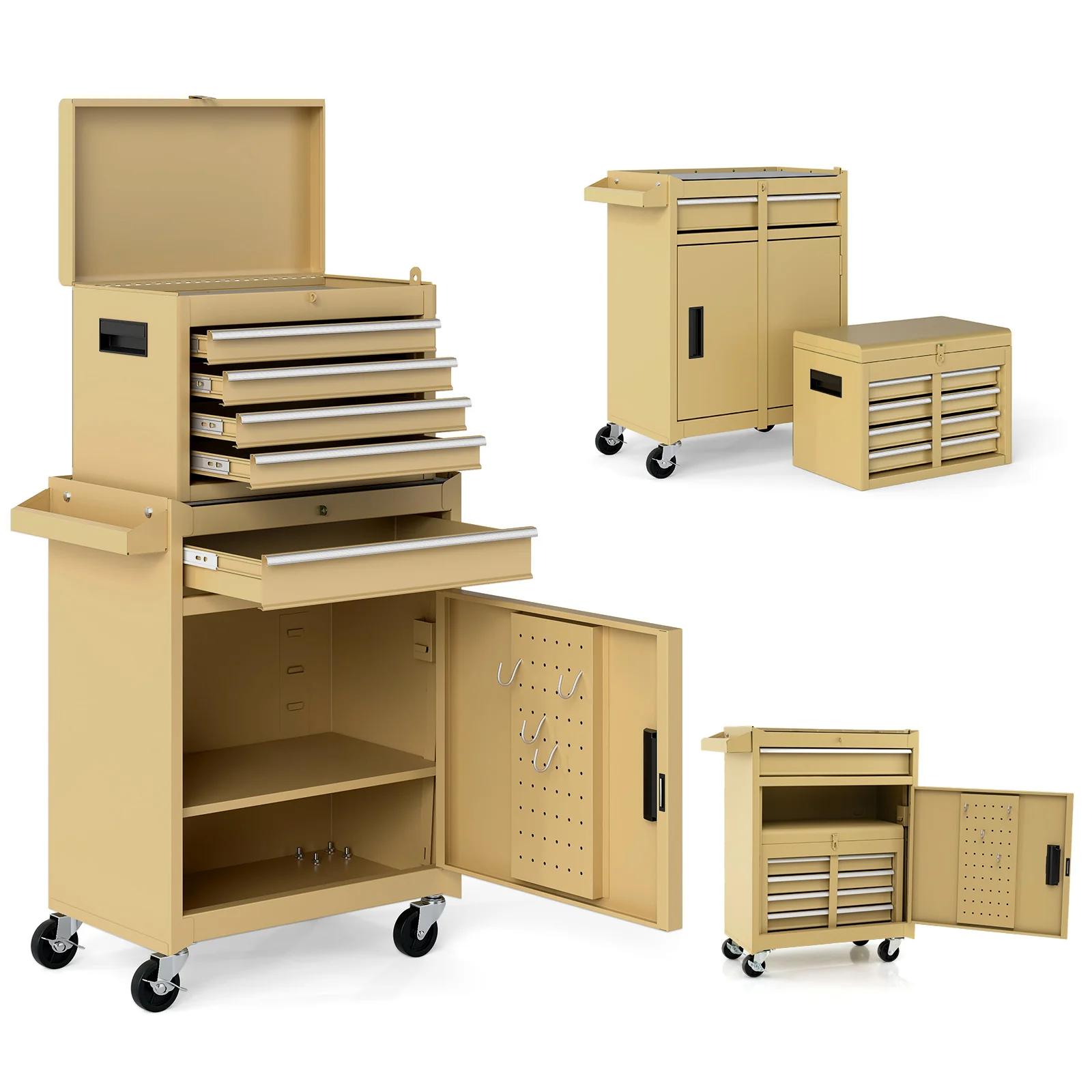 Goplus Tool Chest, 5-Drawer Rolling Tool Storage Cabinet with Detachable Top Tool Box - Image 18