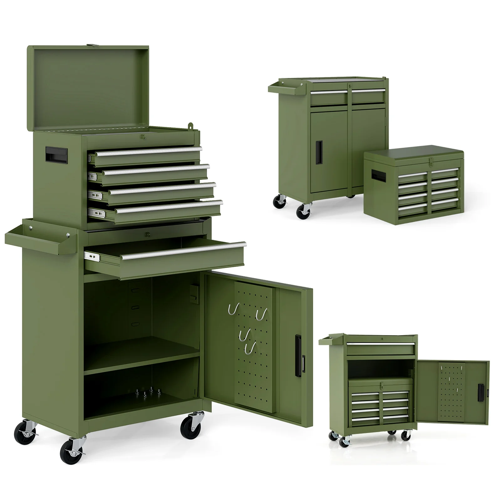 Goplus Tool Chest, 5-Drawer Rolling Tool Storage Cabinet with Detachable Top Tool Box - Image 19