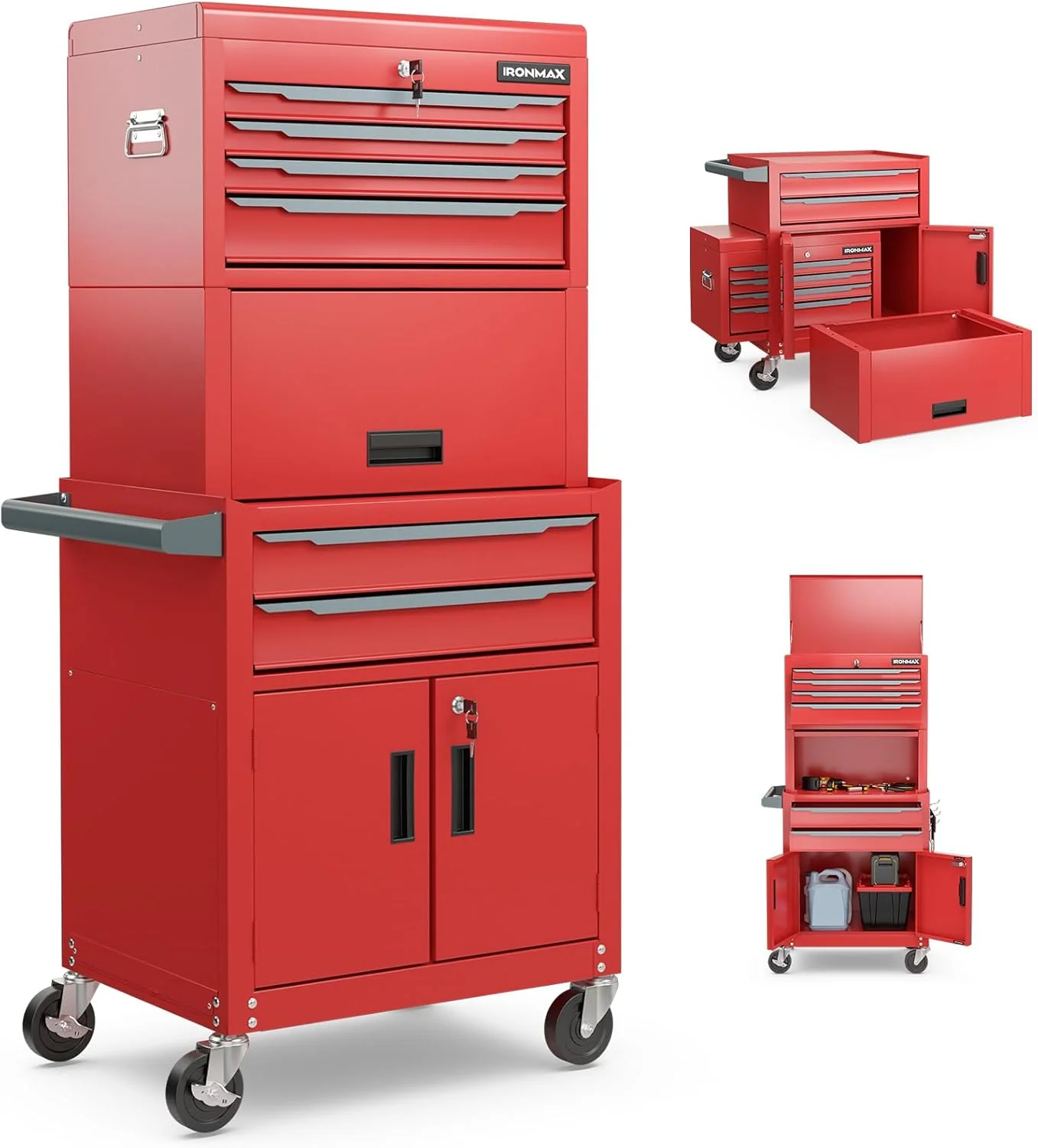 Goplus Tool Chest, 6 Drawers Extra Large Rolling Too Storage Cabinet with 4â Universal Lockable Wheels - Image 11