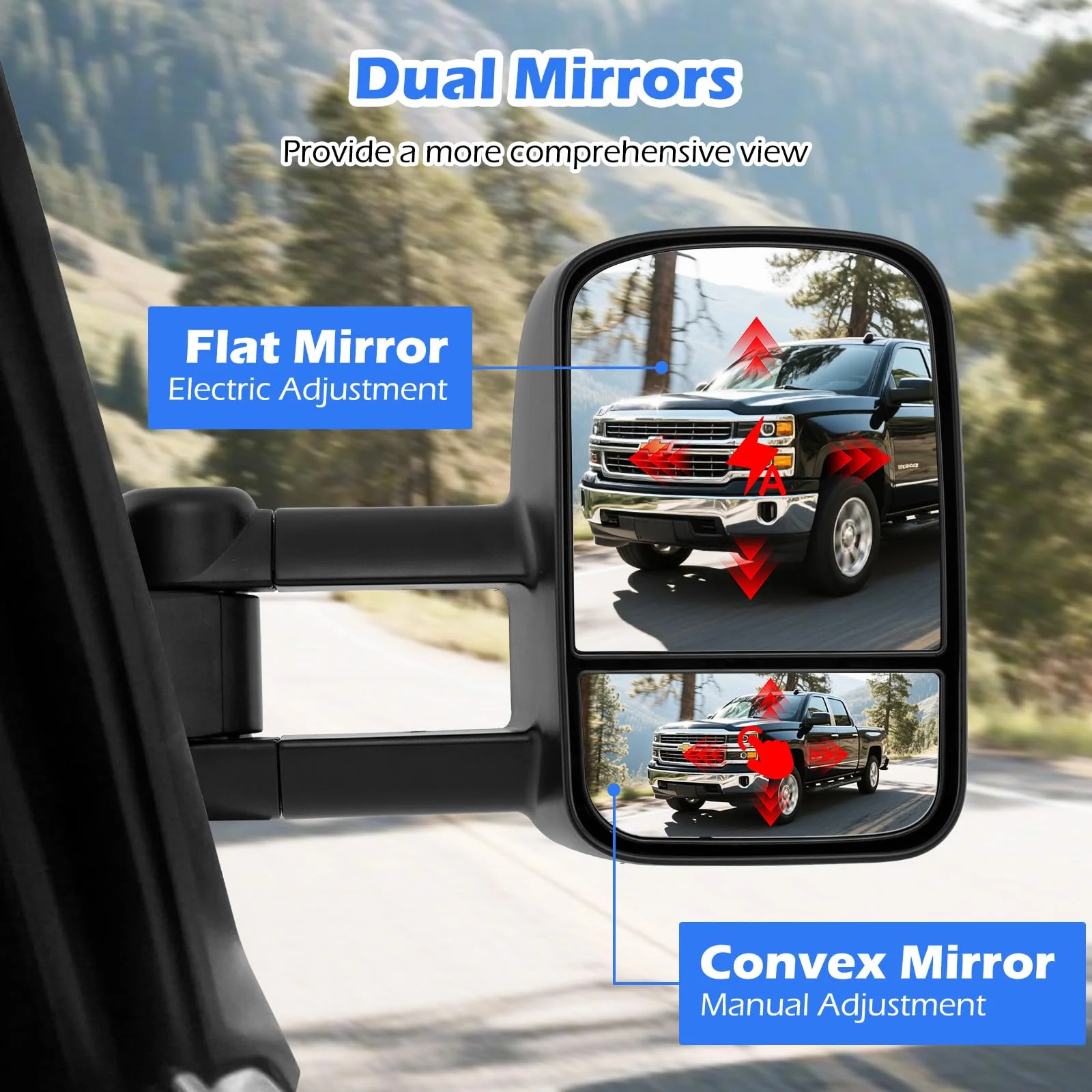 Goplus Tow Mirrors for 2003-2006 Chevy Silverado GMC Sierra Avalanche Suburban Tahoe Yukon XL - Image 3