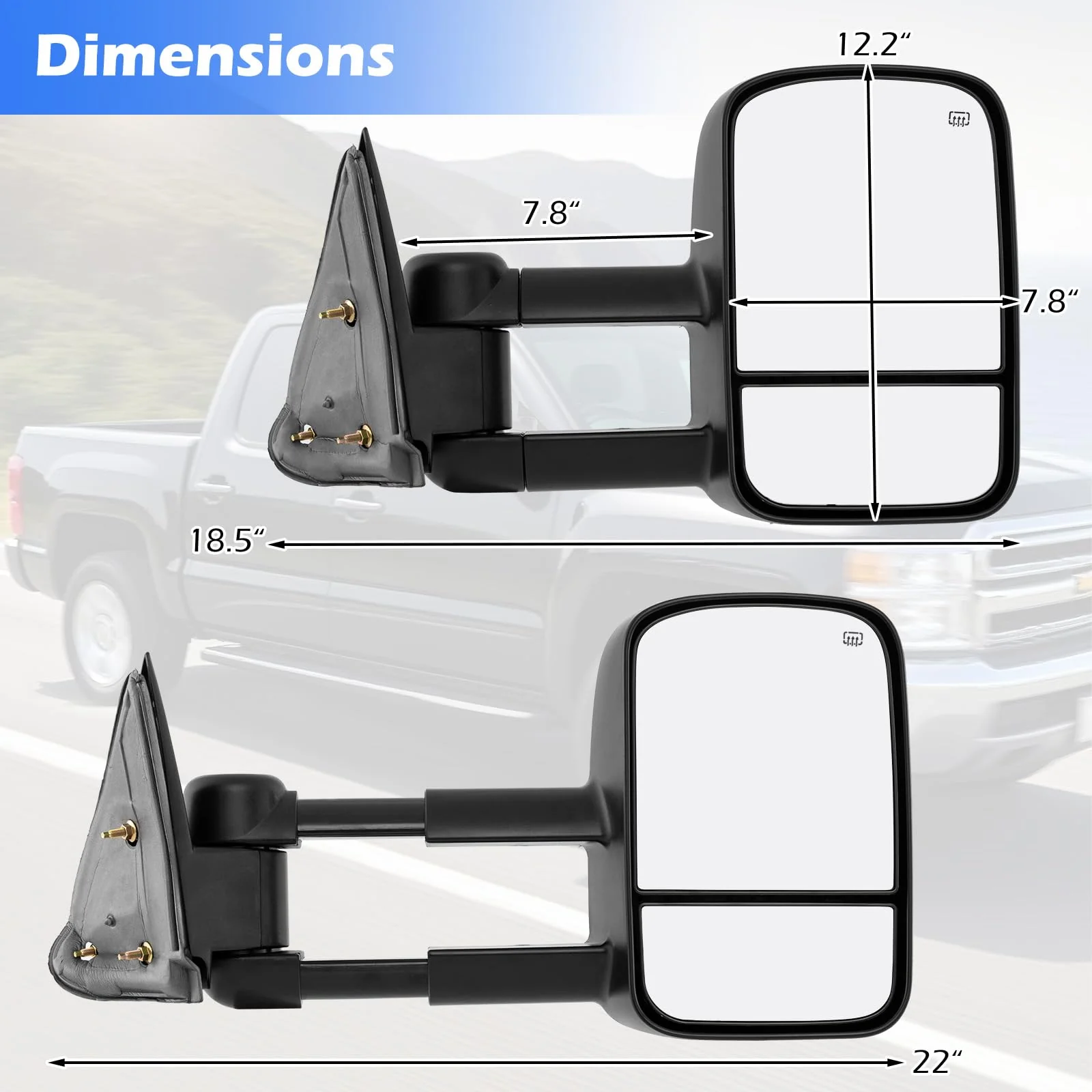 Goplus Tow Mirrors for 2003-2006 Chevy Silverado GMC Sierra Avalanche Suburban Tahoe Yukon XL - Image 6