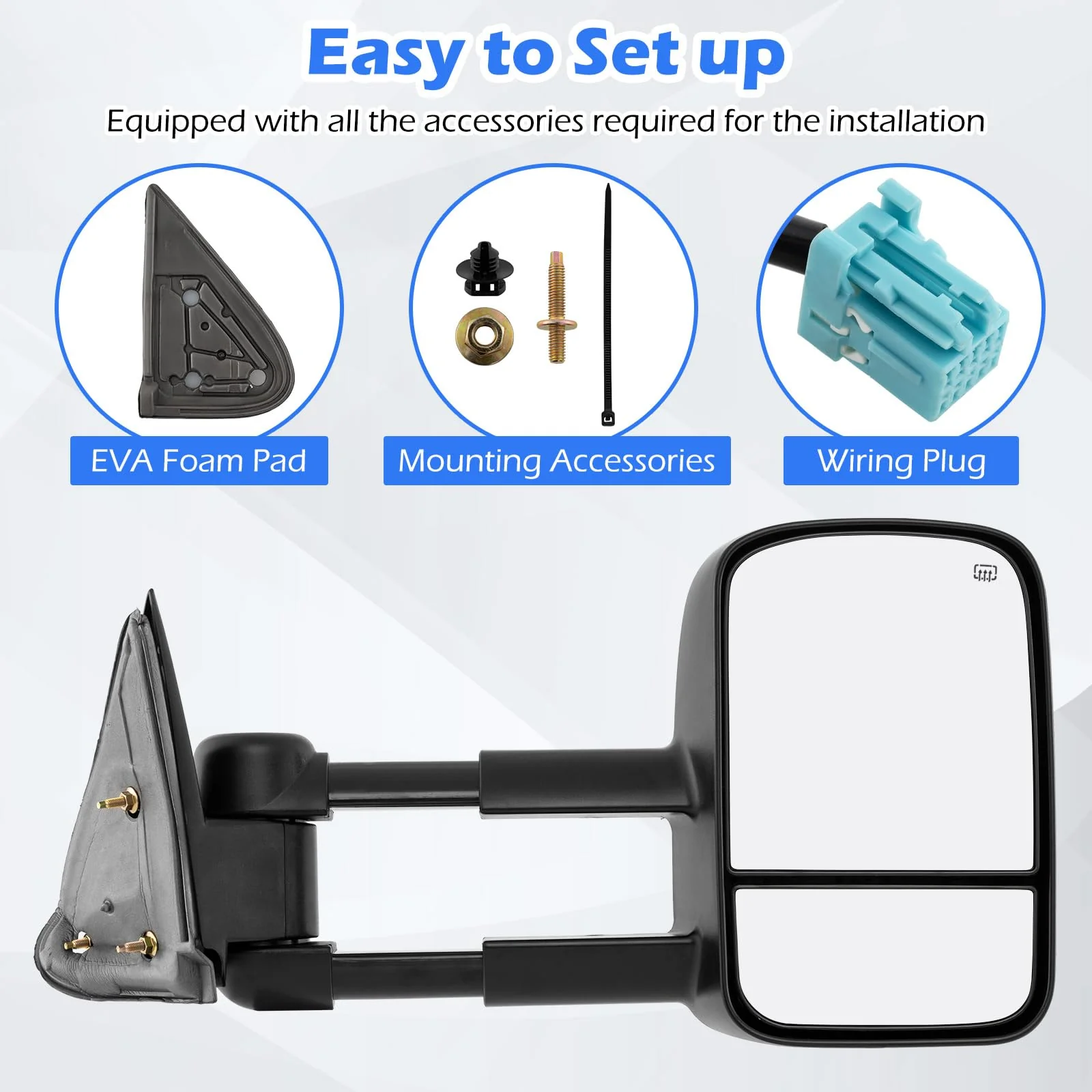 Goplus Tow Mirrors for 2003-2006 Chevy Silverado GMC Sierra Avalanche Suburban Tahoe Yukon XL - Image 7