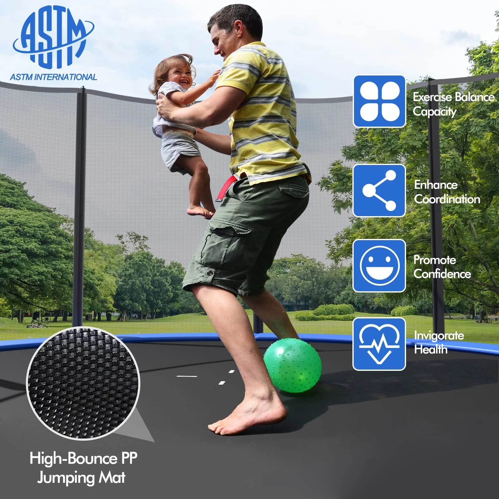 Goplus Trampoline 8FT 10FT 12FT 14FT 15FT 16FT, ASTM Approved Outdoor Recreational Trampolines W/Enclosure Net - Image 6