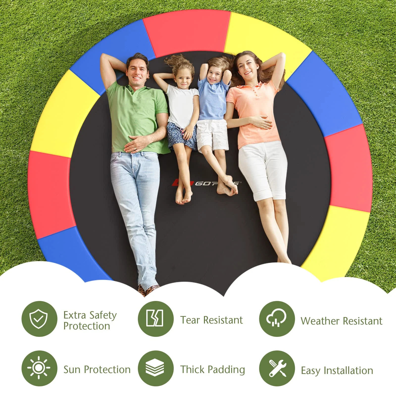 Goplus Trampoline Replacement Pad, 16FT 15FT 14FT 12FT 10FT 8FT Trampoline Spring Cover - Image 13