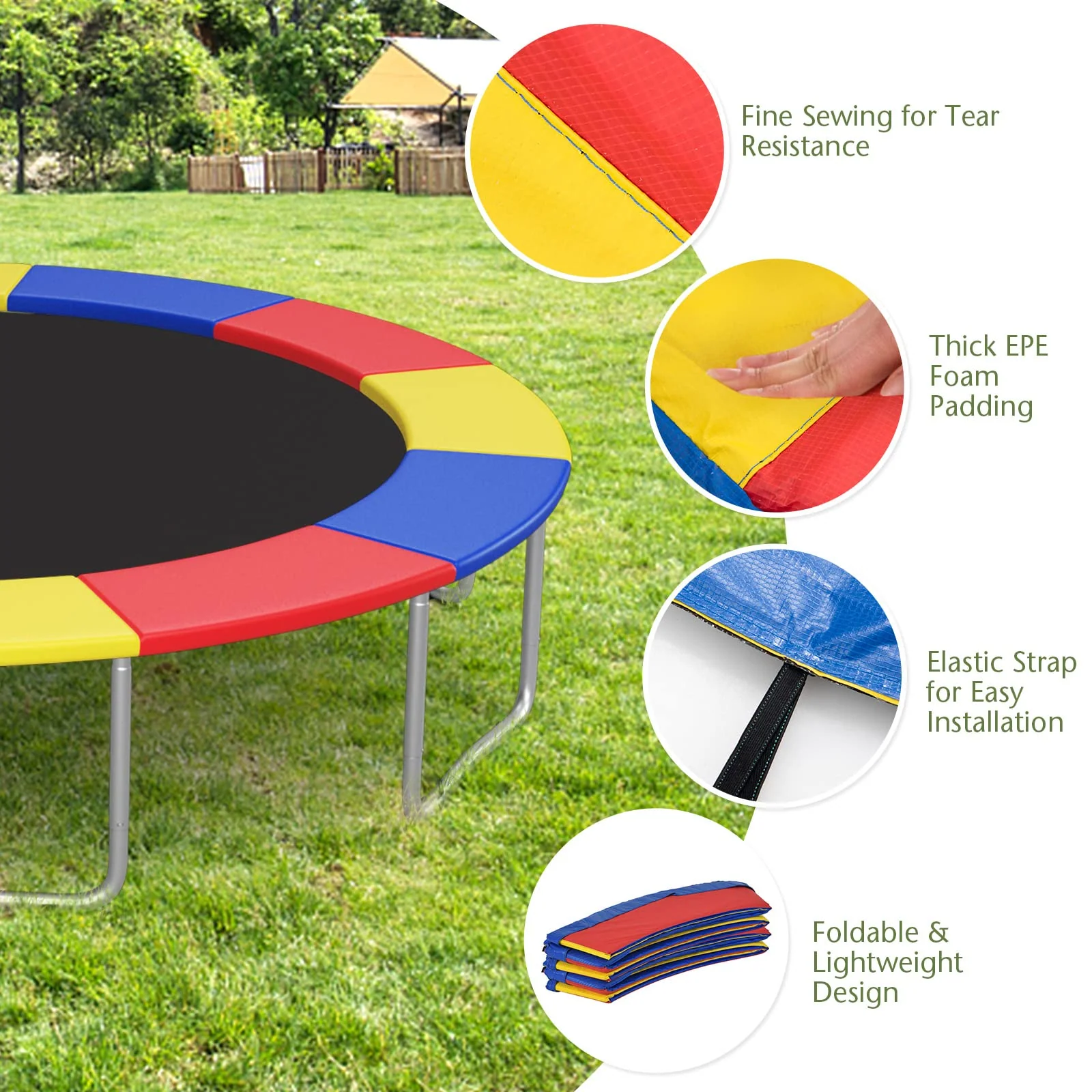 Goplus Trampoline Replacement Pad, 16FT 15FT 14FT 12FT 10FT 8FT Trampoline Spring Cover - Image 14