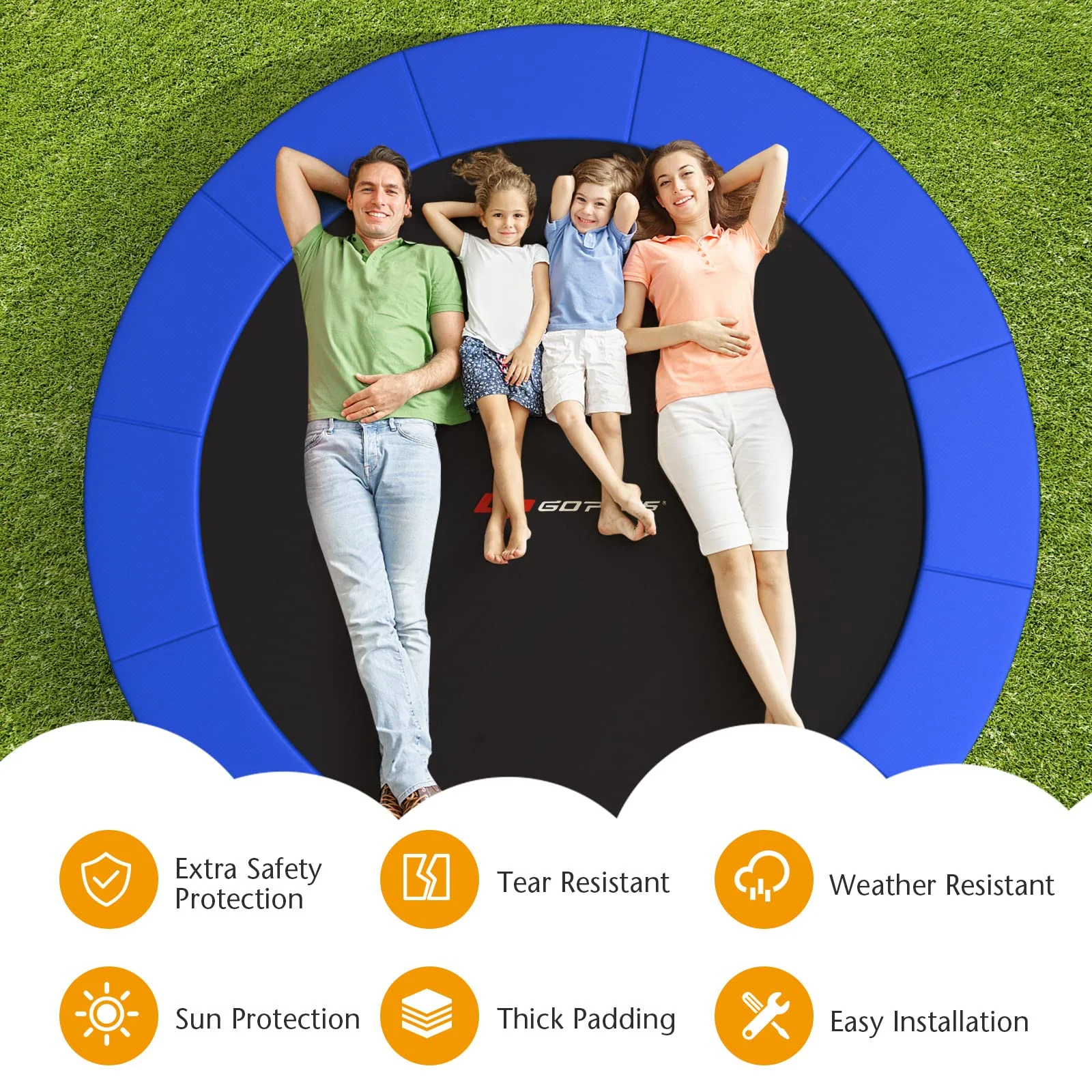 Goplus Trampoline Replacement Pad, 16FT 15FT 14FT 12FT 10FT 8FT Trampoline Spring Cover - Image 5