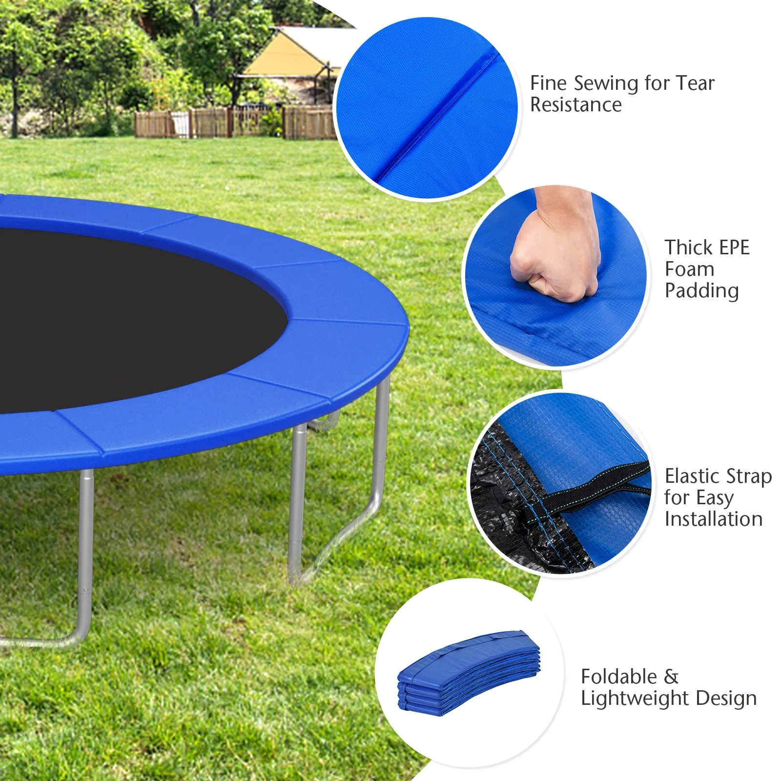 Goplus Trampoline Replacement Pad, 16FT 15FT 14FT 12FT 10FT 8FT Trampoline Spring Cover - Image 6