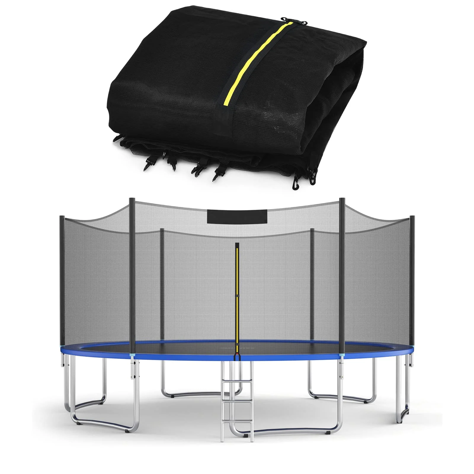 Goplus Trampoline Safety Net for 8FT 10FT 12FT 14FT 15FT 16FT Round Frame Trampoline, Replacement Enclosure Net - Image 15
