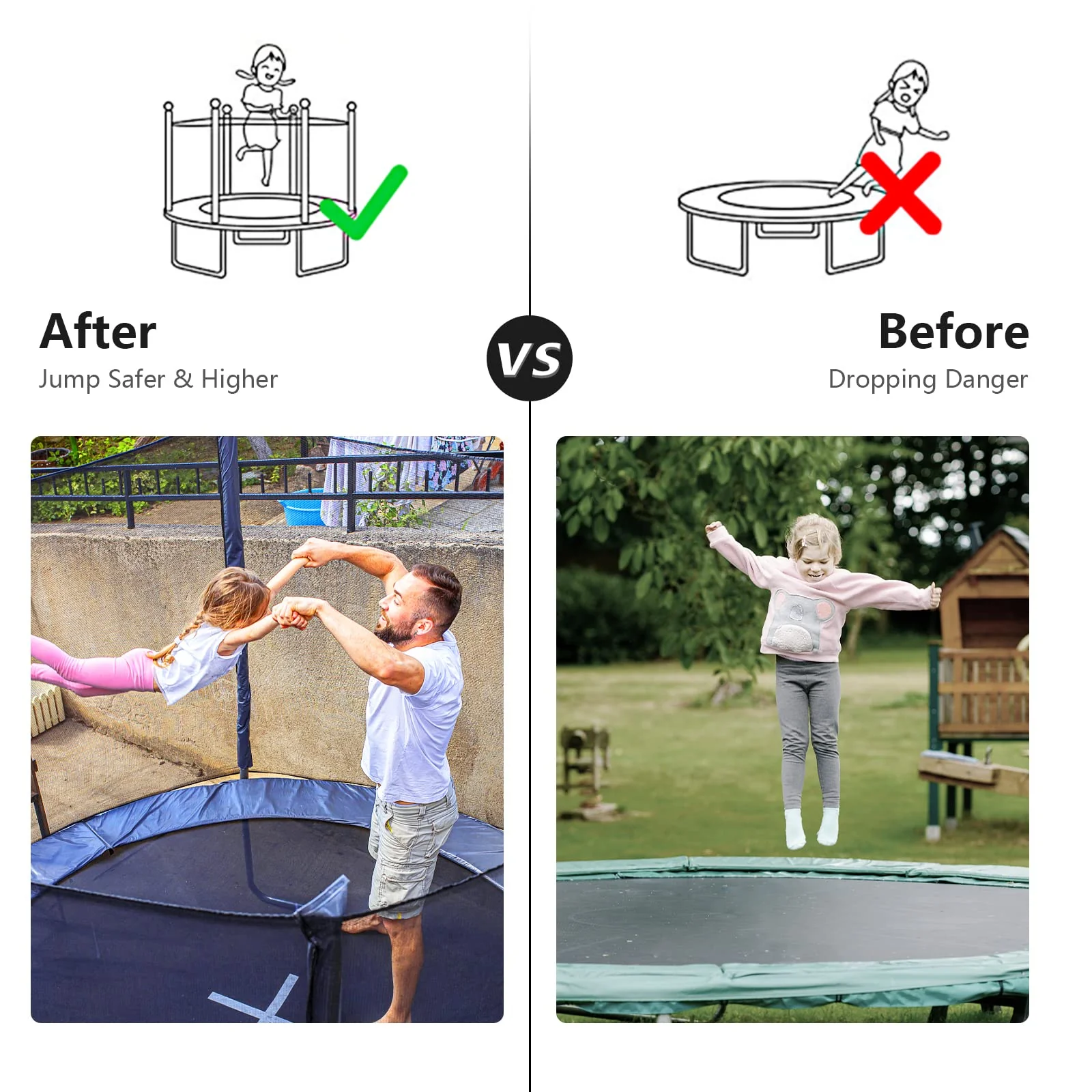Goplus Trampoline Safety Net for 8FT 10FT 12FT 14FT 15FT 16FT Round Frame Trampoline, Replacement Enclosure Net - Image 4