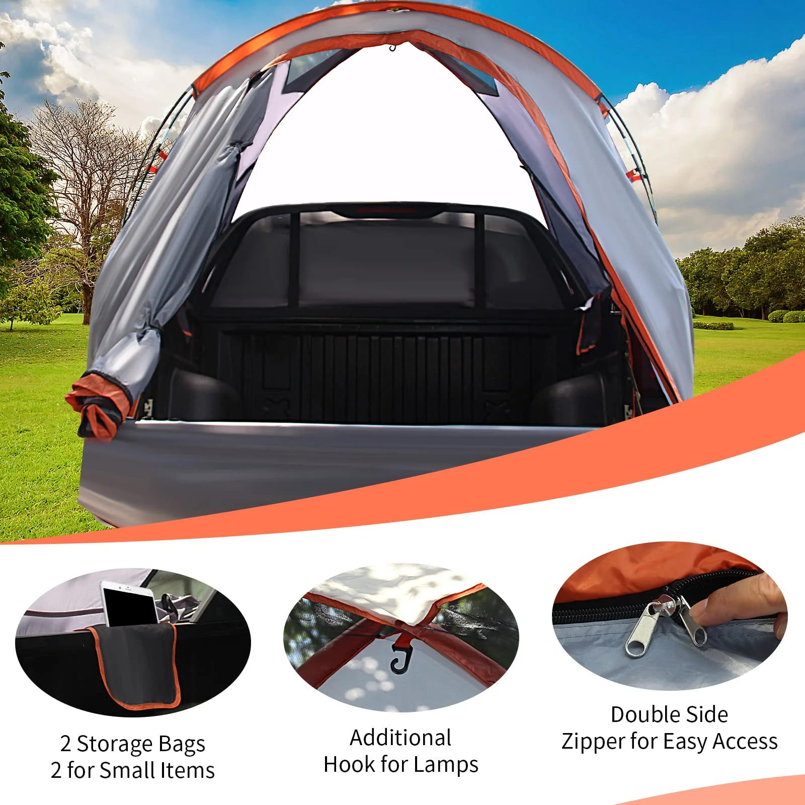 Goplus Truck Bed Tent, Waterproof PU2000mm Pickup Truck Tent for 2 Person with Removable Rainfly - Image 4