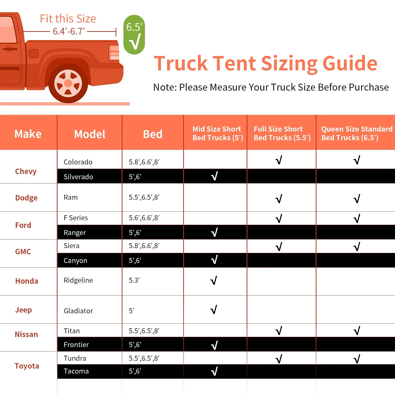 Goplus Truck Bed Tent, Waterproof PU2000mm Pickup Truck Tent for 2 Person with Removable Rainfly - Image 6