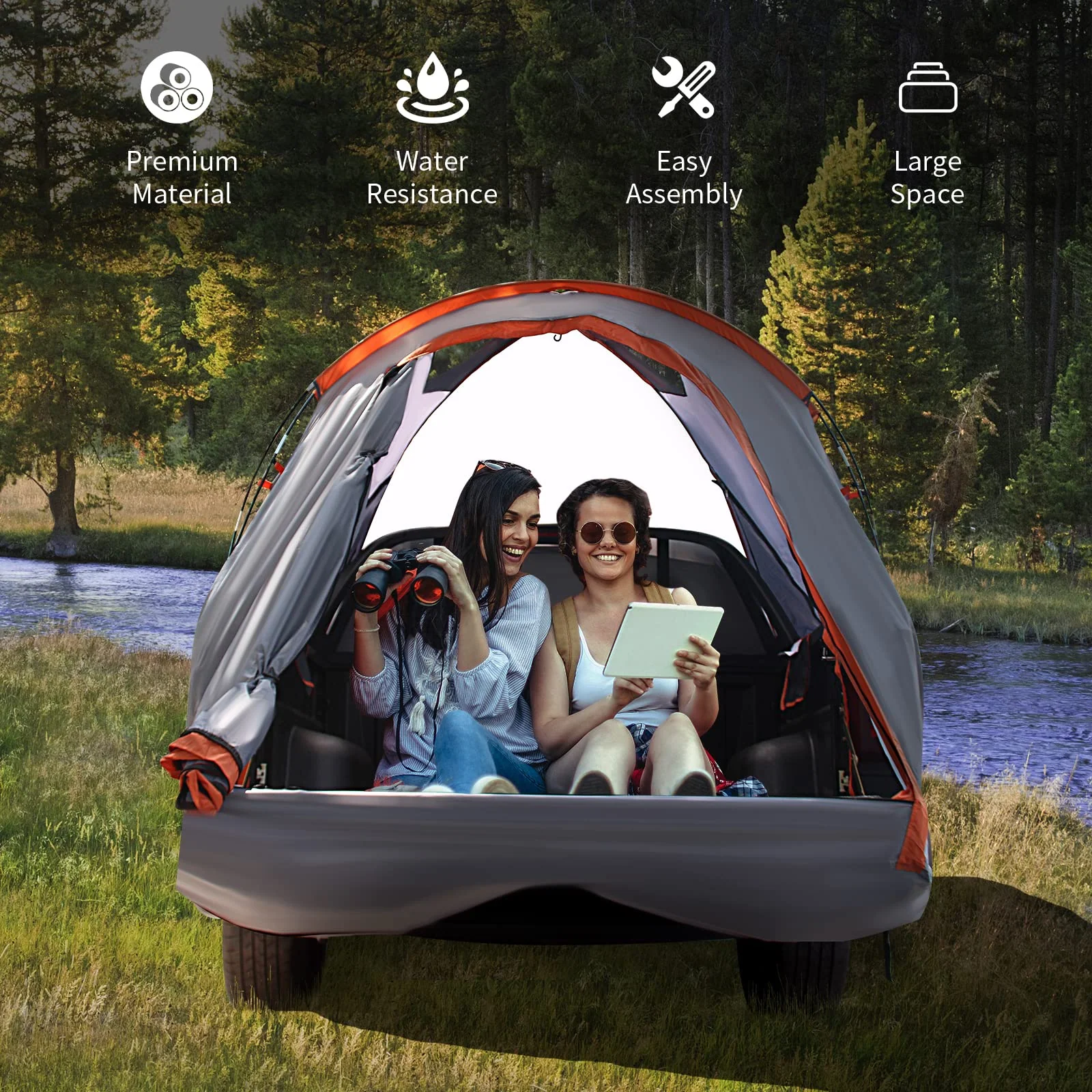 Goplus Truck Bed Tent, Waterproof PU2000mm Pickup Truck Tent for 2 Person with Removable Rainfly - Image 8
