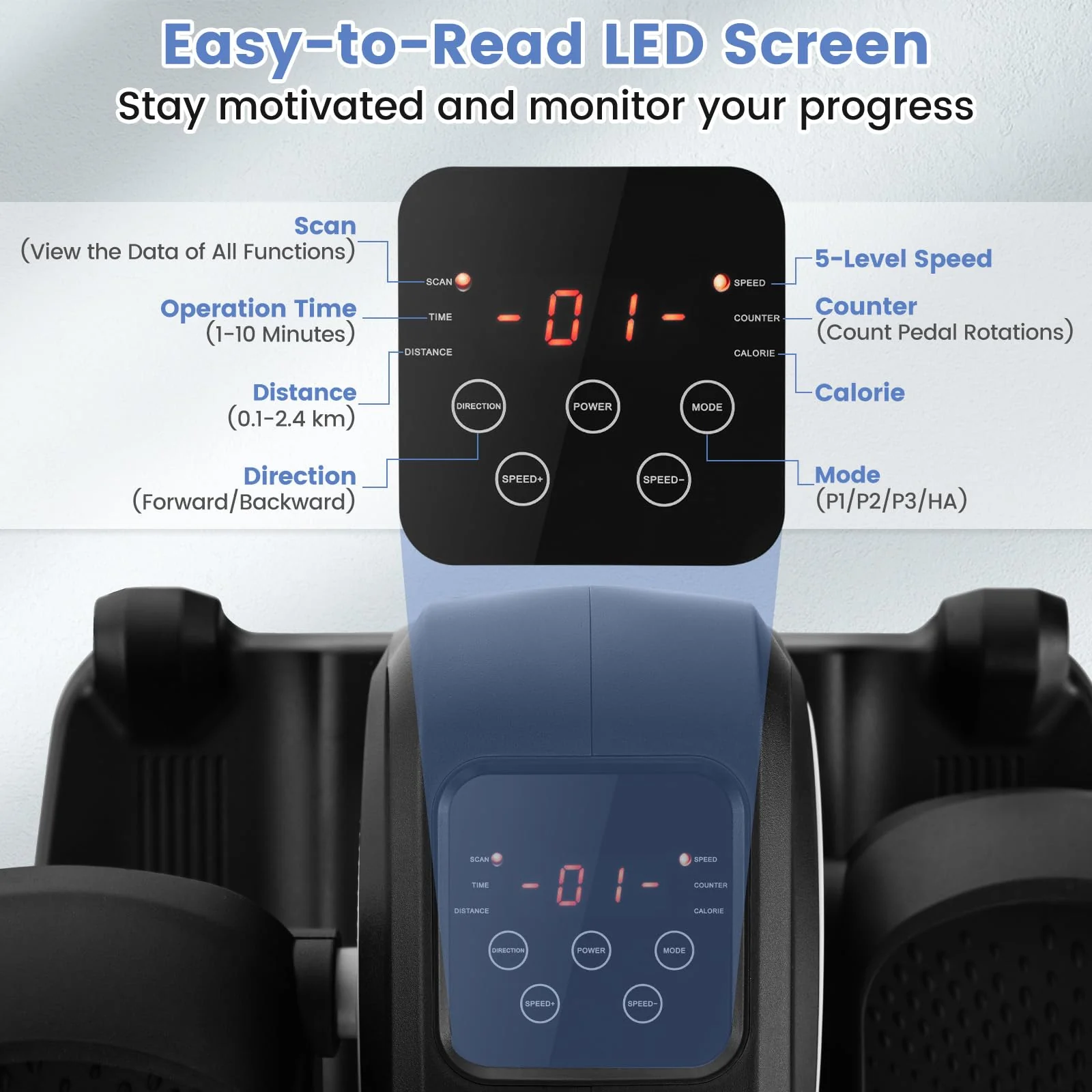 Goplus Under Desk Elliptical Machine, Electric Seated Pedal Exerciser with LED Display Monitor - Image 3