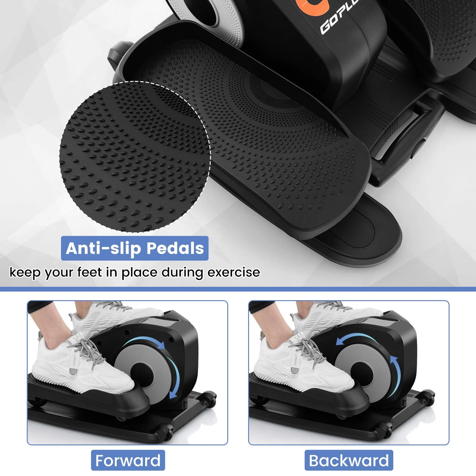 Goplus Under Desk Elliptical Machine, Electric Seated Pedal Exerciser with LED Display Monitor - Image 5