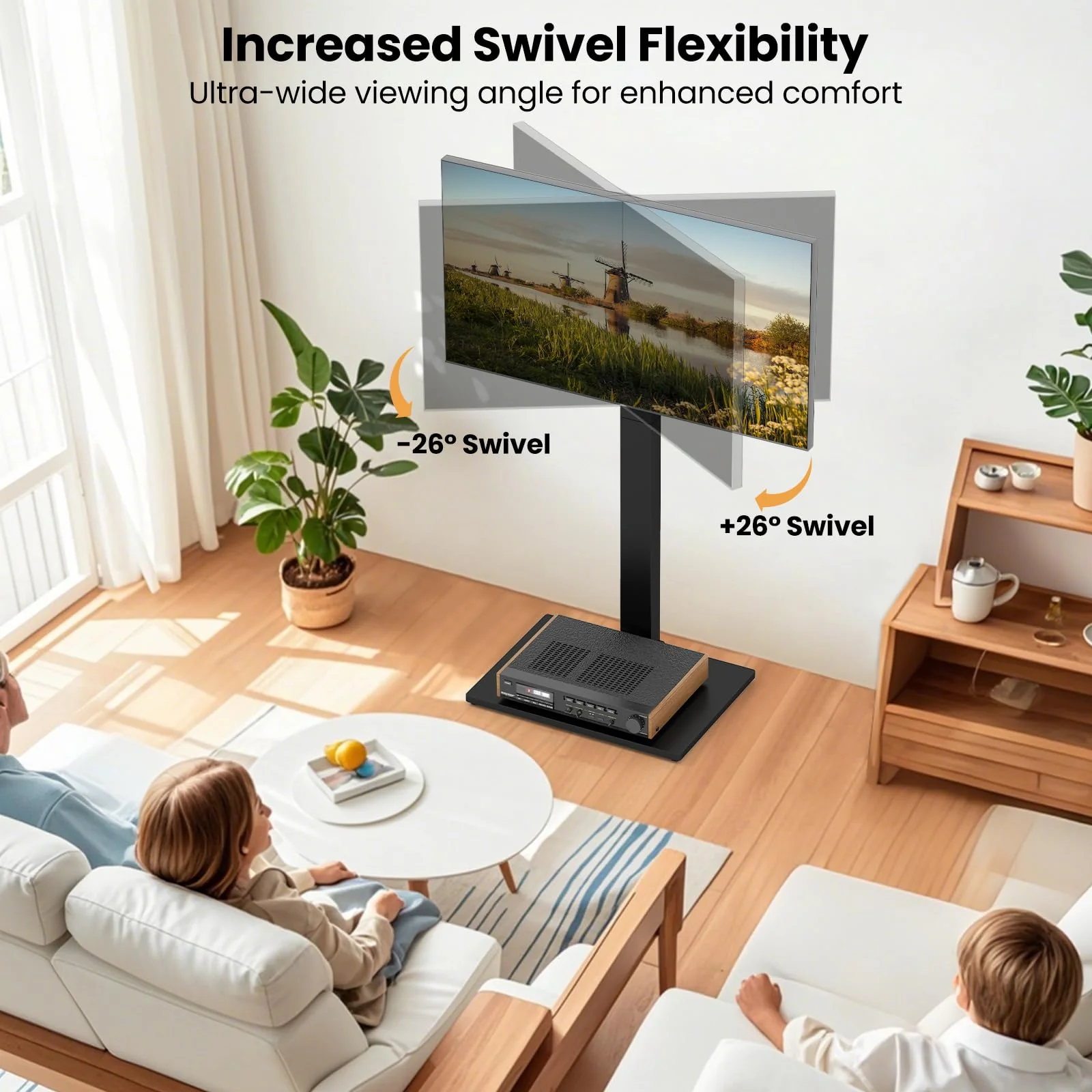 Goplus Universal TV Stand Table Top for 32-70 Inch TVs up to 110 lbs, Height Adjustable TV Mount Stand/Base with AV Shelf - Image 5