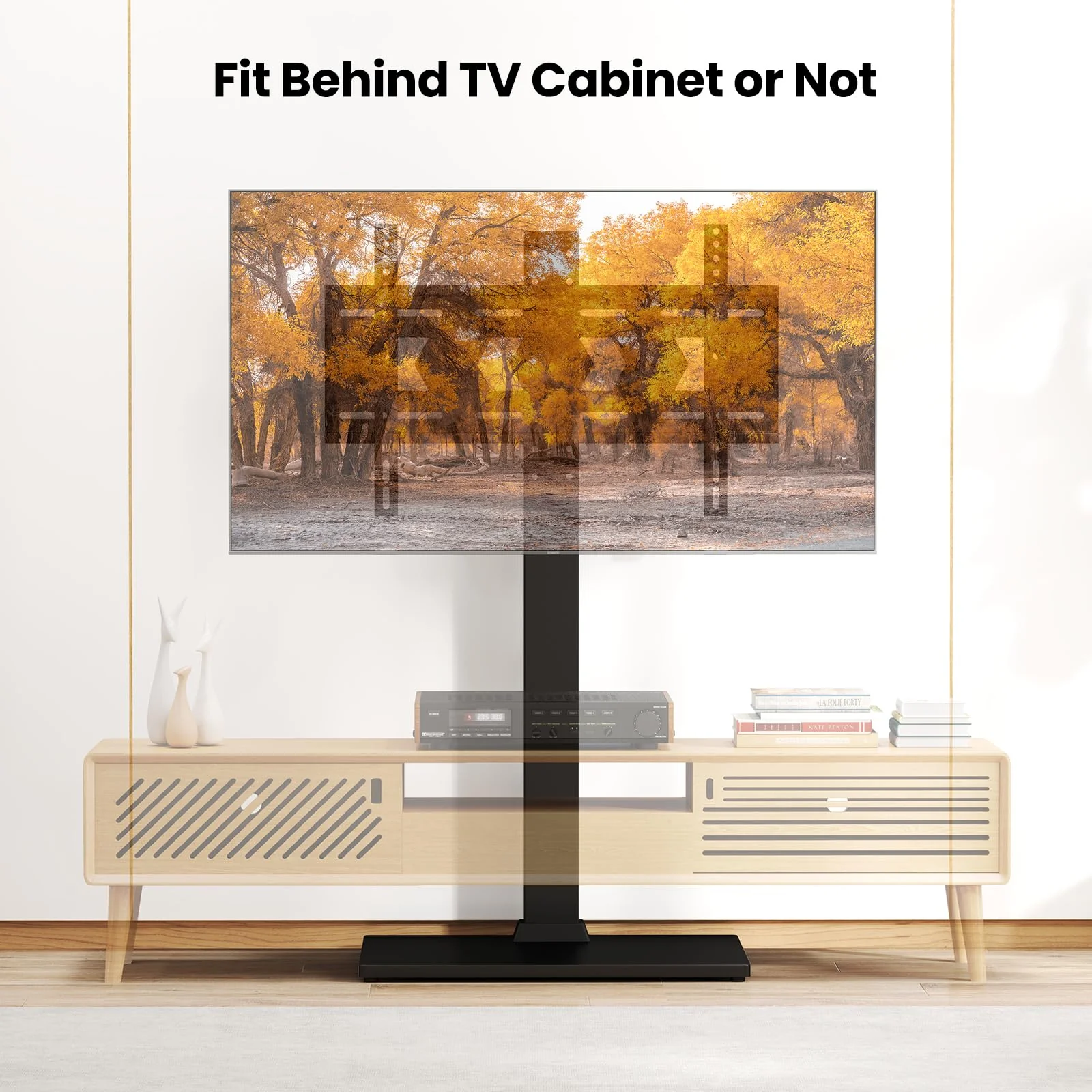 Goplus Universal TV Stand Table Top for 32-70 Inch TVs up to 110 lbs, Height Adjustable TV Mount Stand/Base with AV Shelf - Image 9