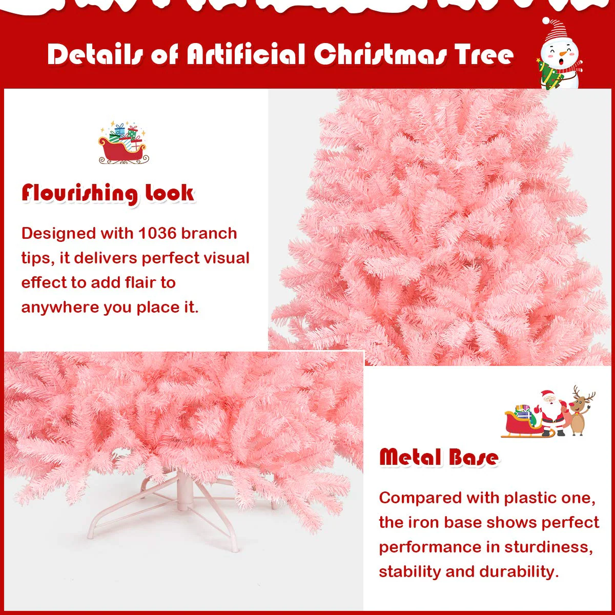 Goplus Unlit Artificial Christmas Tree, 100% New PVC Material, Xmas Tree for Indoor and Outdoor Decoration - Image 5