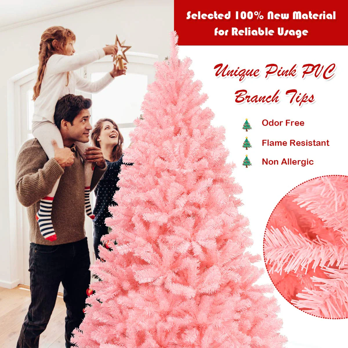 Goplus Unlit Artificial Christmas Tree, 100% New PVC Material, Xmas Tree for Indoor and Outdoor Decoration - Image 6