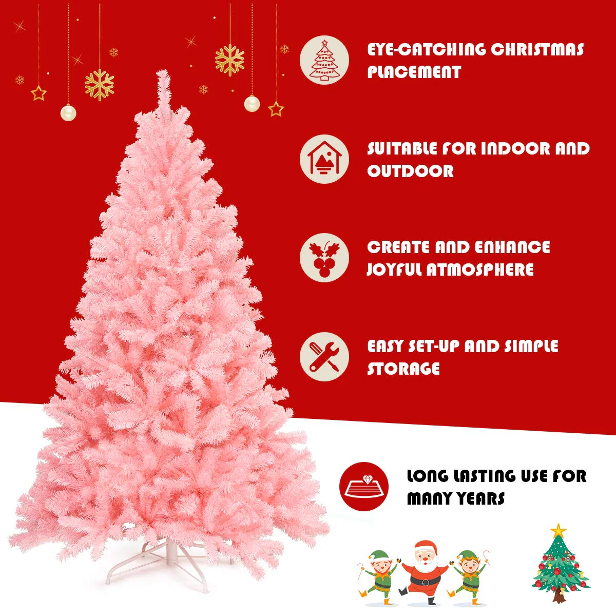 Goplus Unlit Artificial Christmas Tree, 100% New PVC Material, Xmas Tree for Indoor and Outdoor Decoration - Image 7
